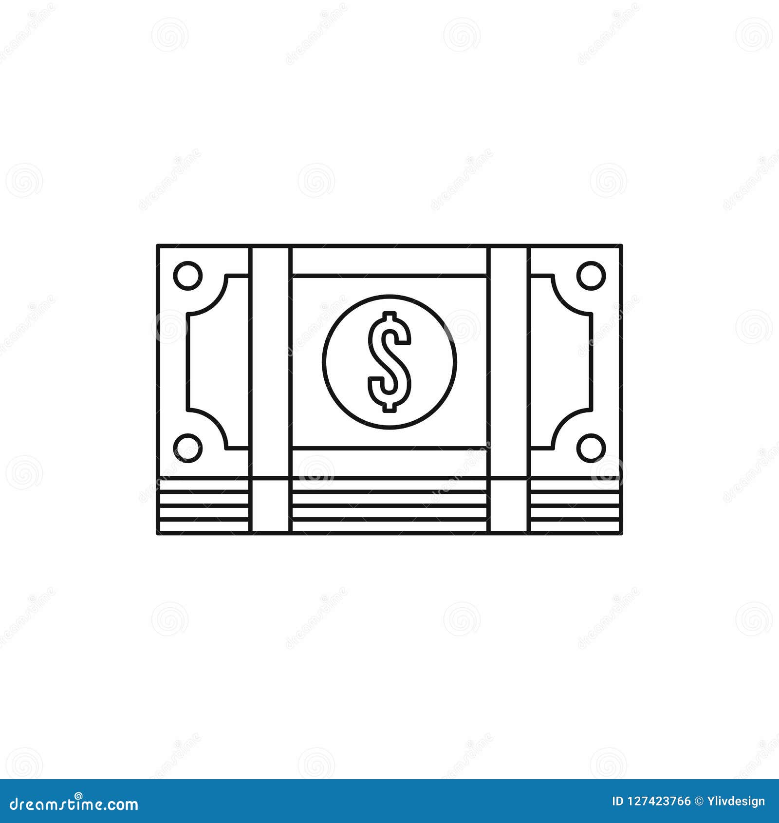 Packed Dollars Money Icon, Outline Style Stock Illustration ...