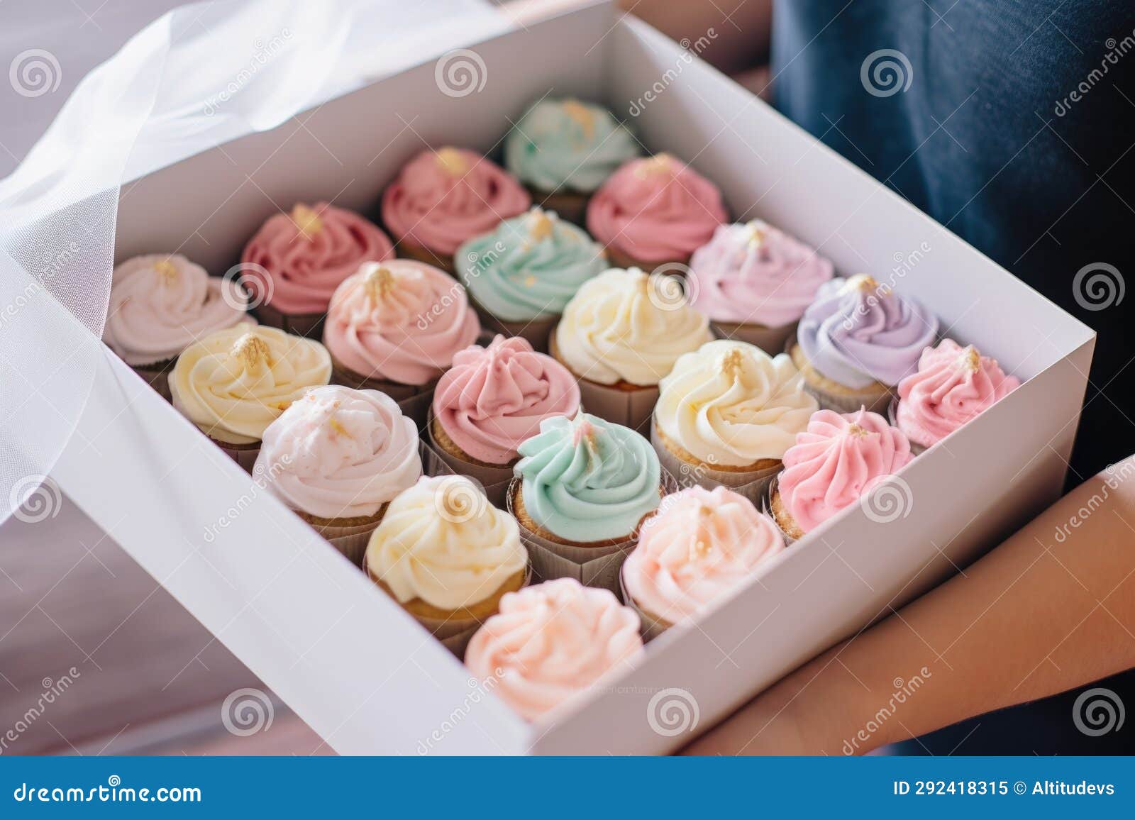 Packing Cupcakes in a Gift Box Stock Illustration Illustration of