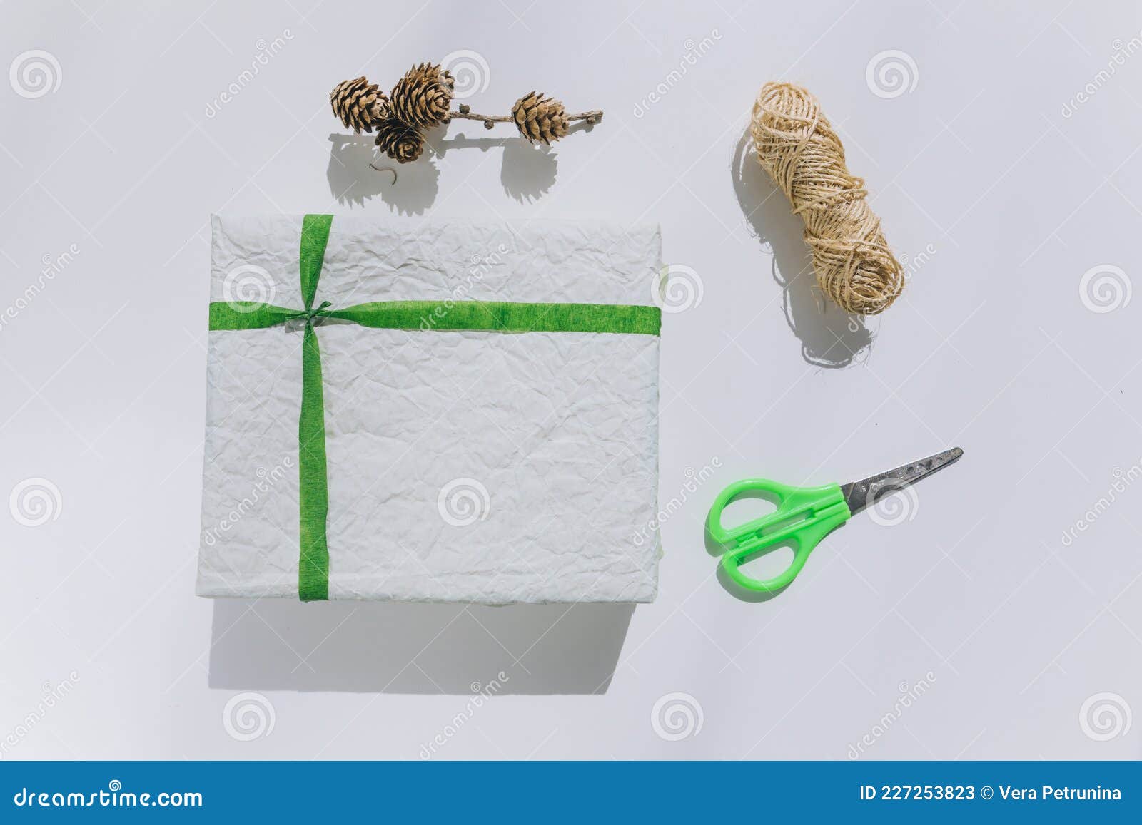 Packing Gift Box with Wrapping Paper Stock Image Image of packing