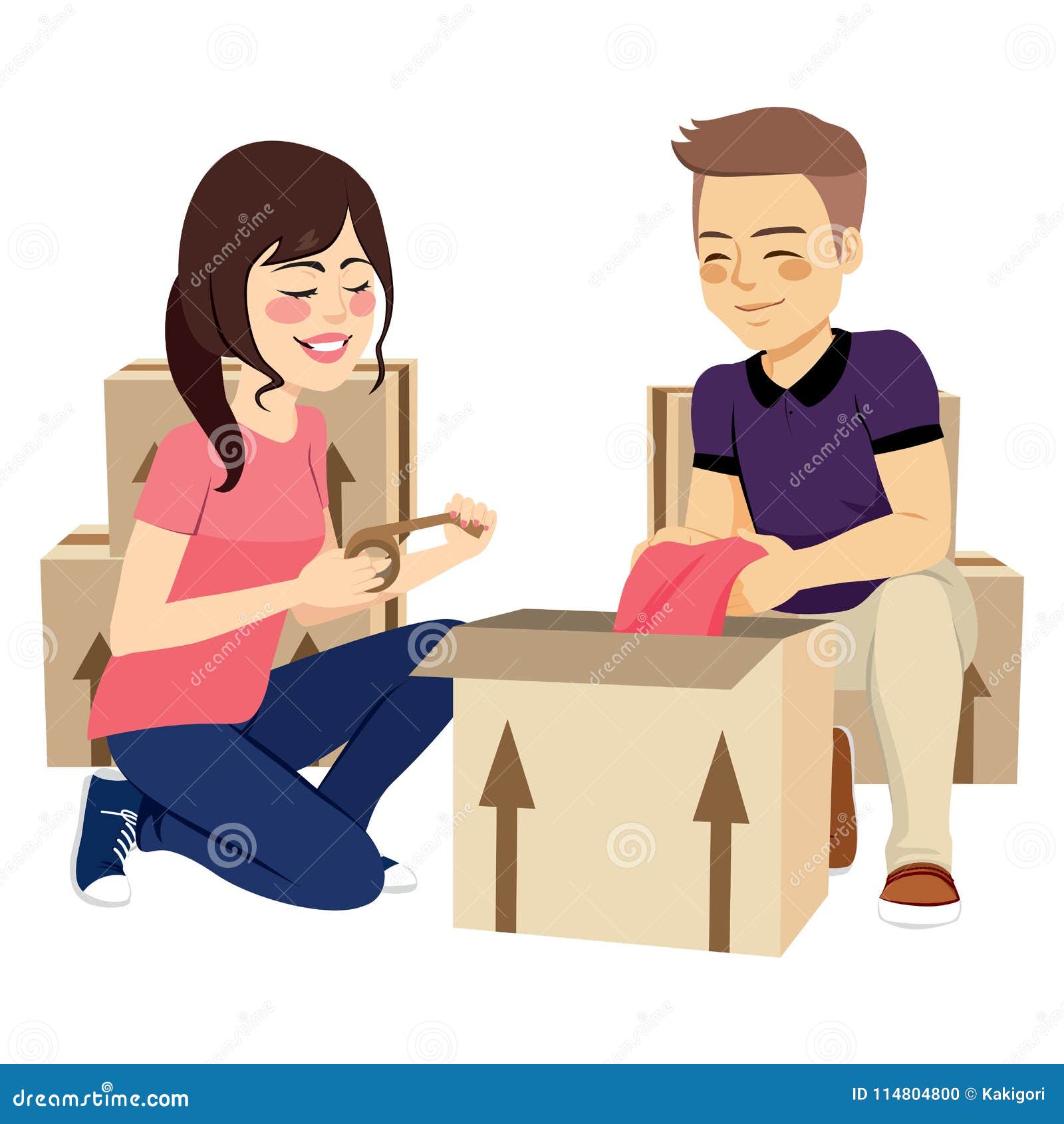 Packing Moving stock vector. Illustration of happy, housing 114804800