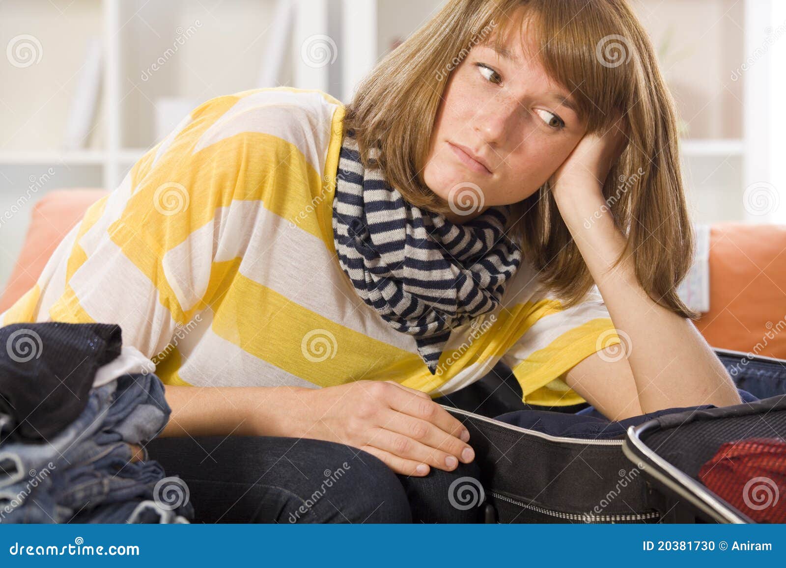 Packing stress stock photo. Image of female, sofa, depression 20381730