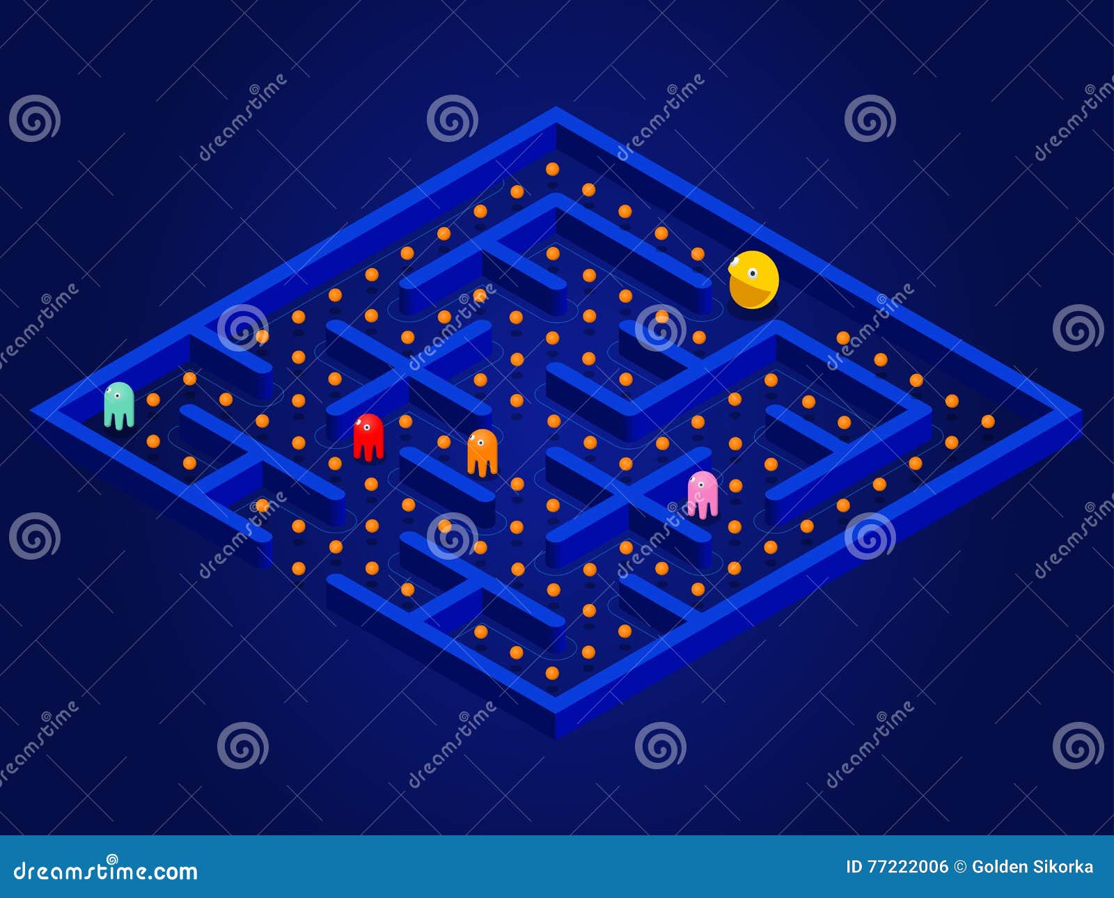 Download Pacman Game With Ghosts, Maze And User Interface. Video ...
