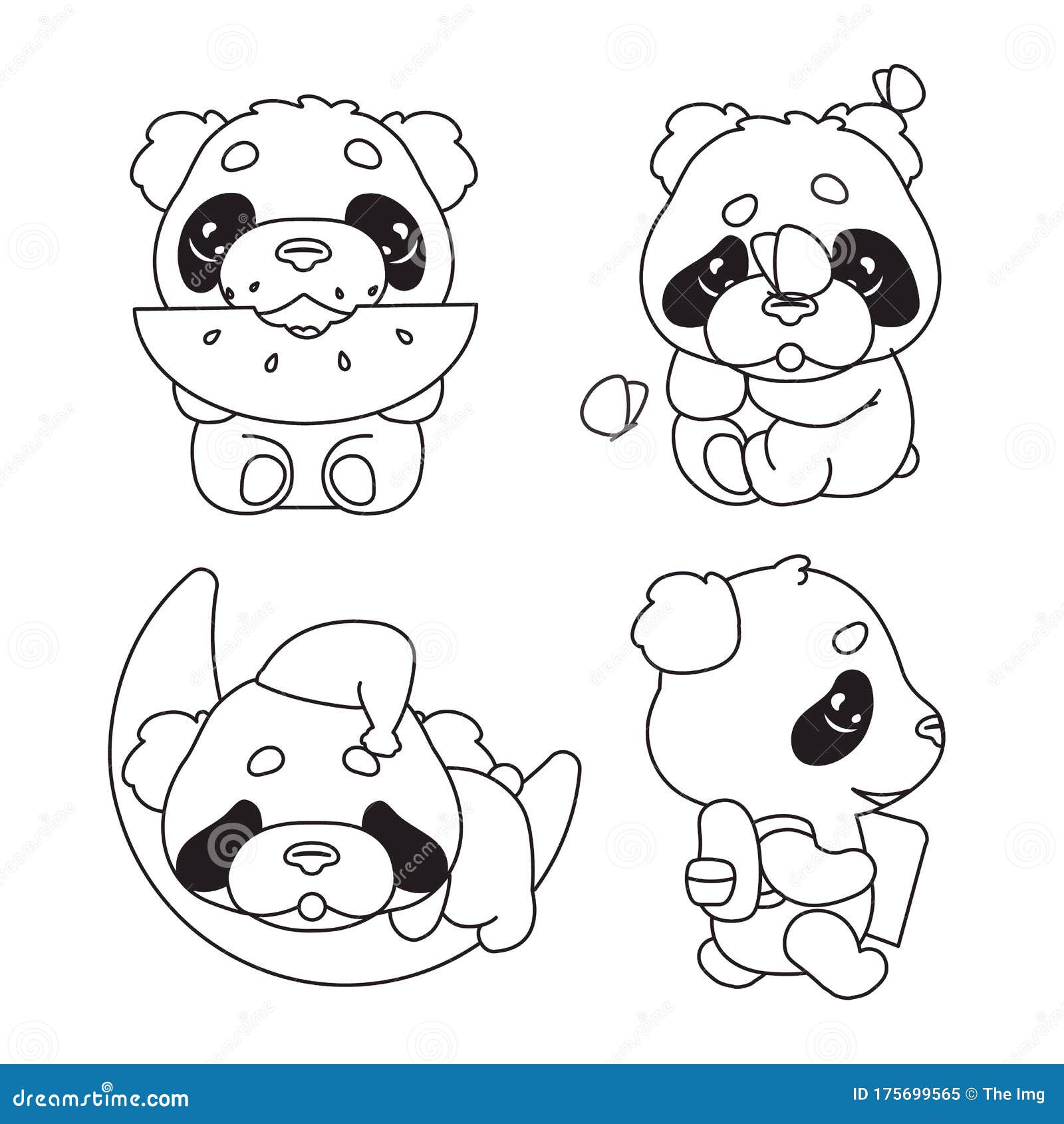 panda bonito comendo personagem de desenho animado de bambu kawaii. animal  adorável, feliz e engraçado desfrutar