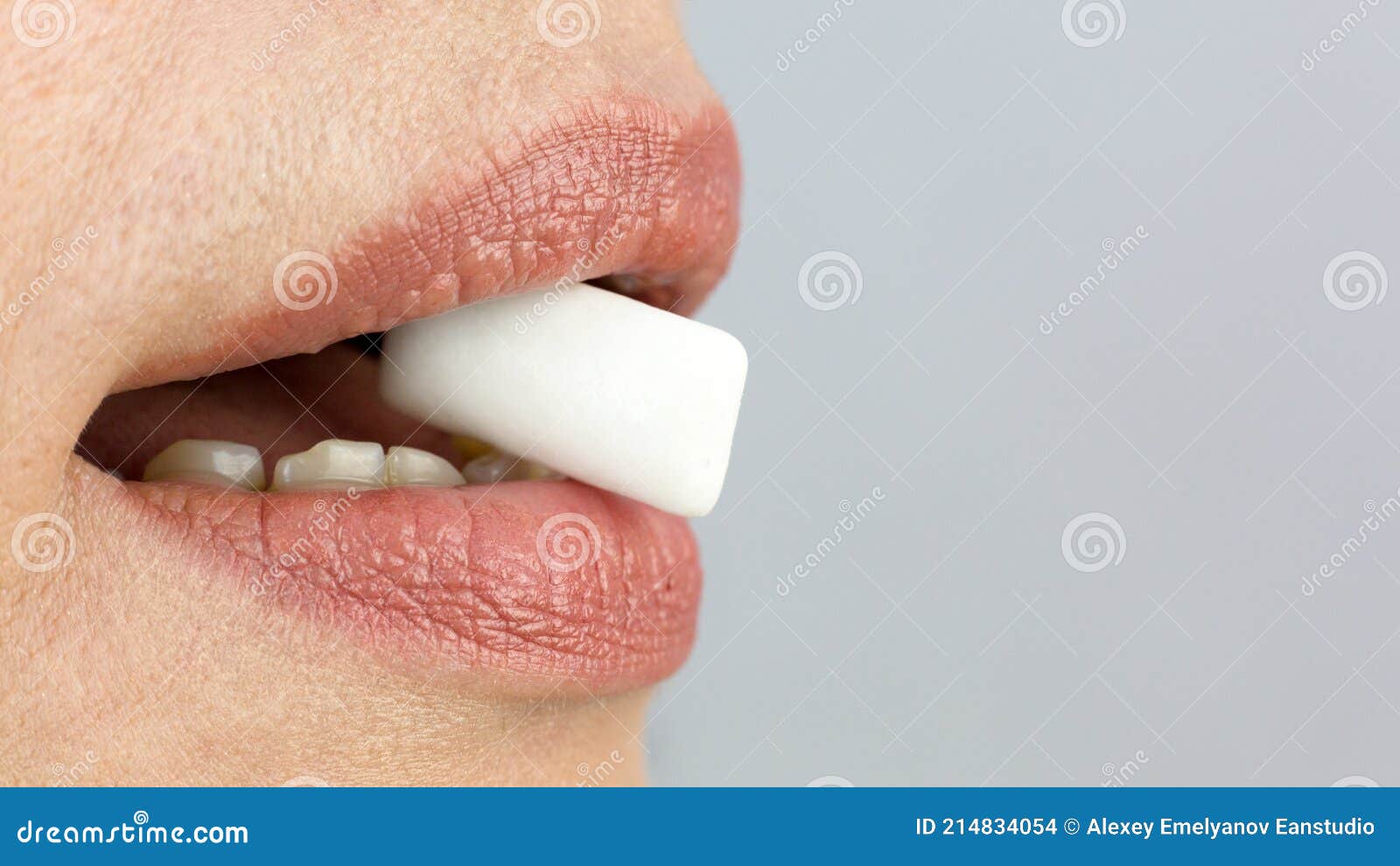 Pad of Chewing Gum between Teeth Stock Photo Image of chewing