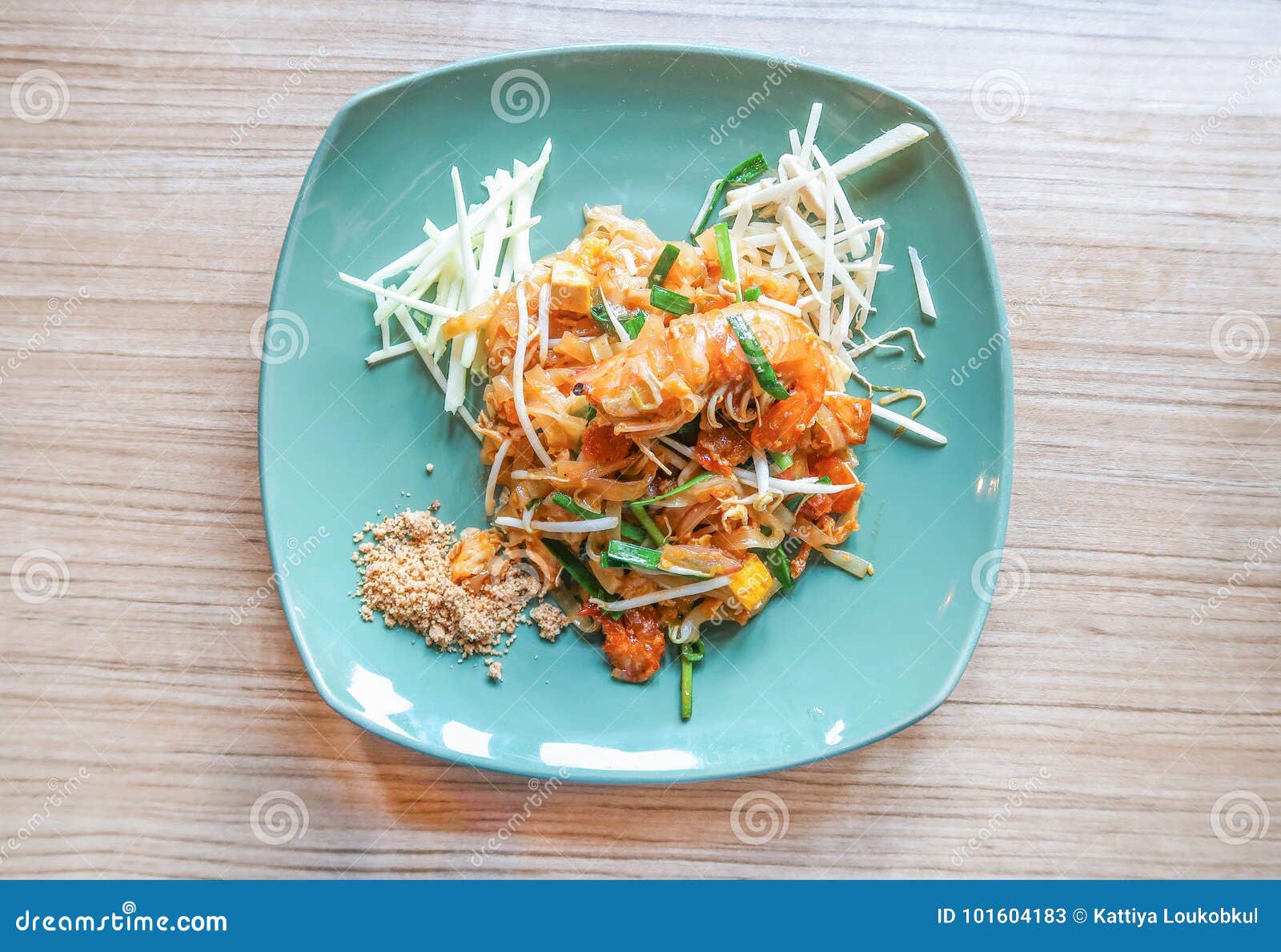 Pad Thai With Fresh Prawn, Pad Thai Kung Sod, Thai Style Noodles Stock
