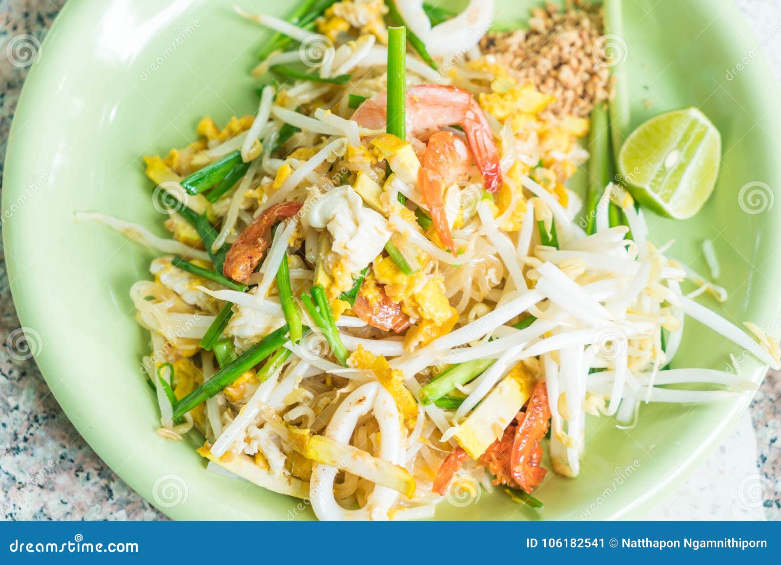 Pad Thai , Stir-fried Noodles in Thai Style Stock Image - Image of