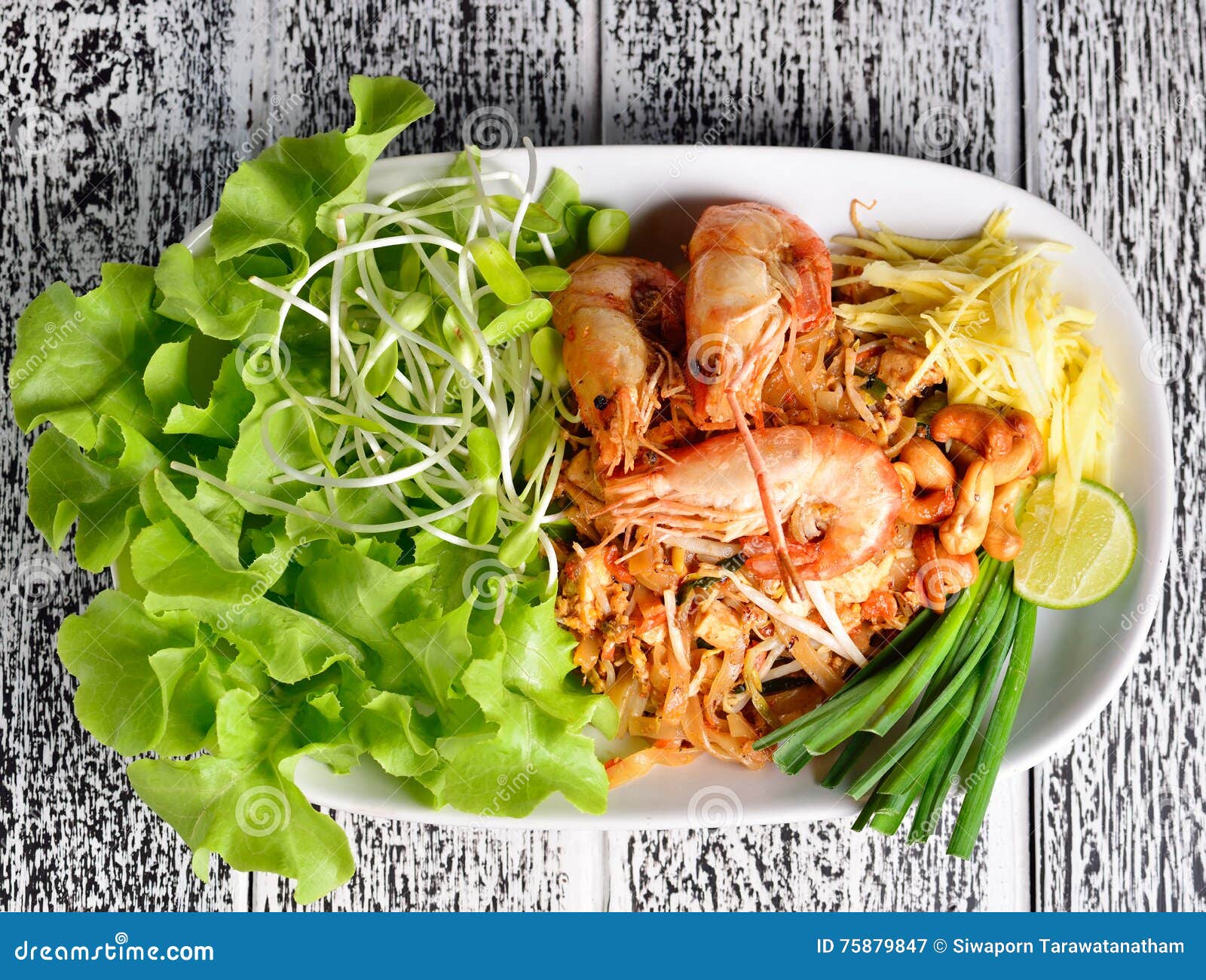 Pad Thai, Thai Cuisine on a Wooden Table. Stock Image Image of dinner