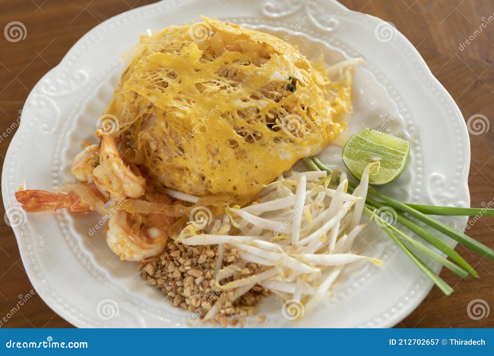 Pad Thai Wrapped in Egg, Picture from Top Corner Stock Image Image of