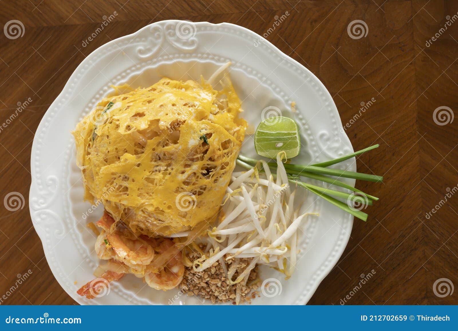Pad Thai Wrapped in Egg, Picture from Top Corner Stock Image Image of
