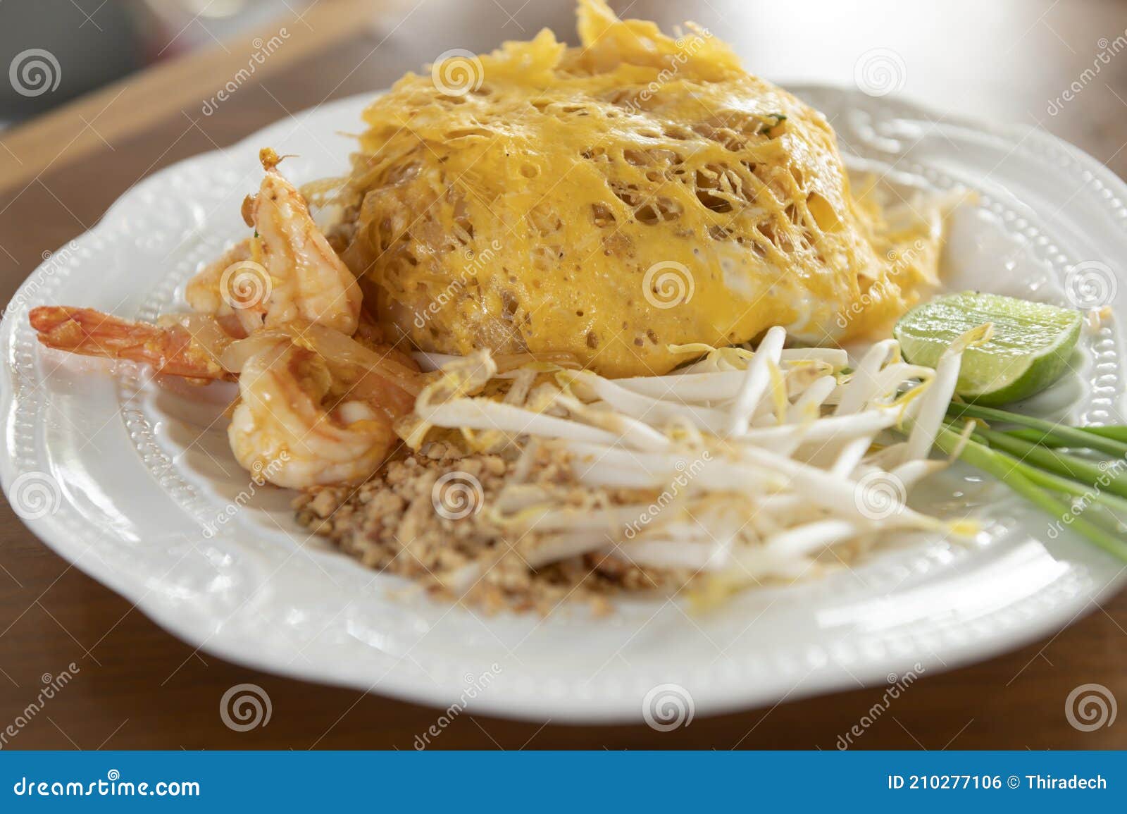 Pad Thai Wrapped in Egg on a White Plate Stock Photo Image of dinner