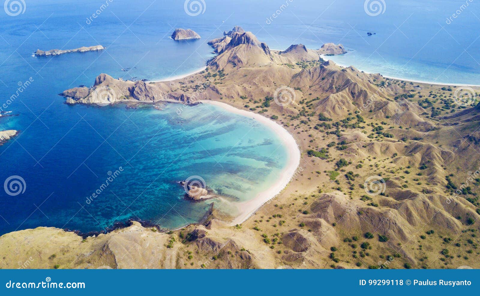 padar island with turquoise water