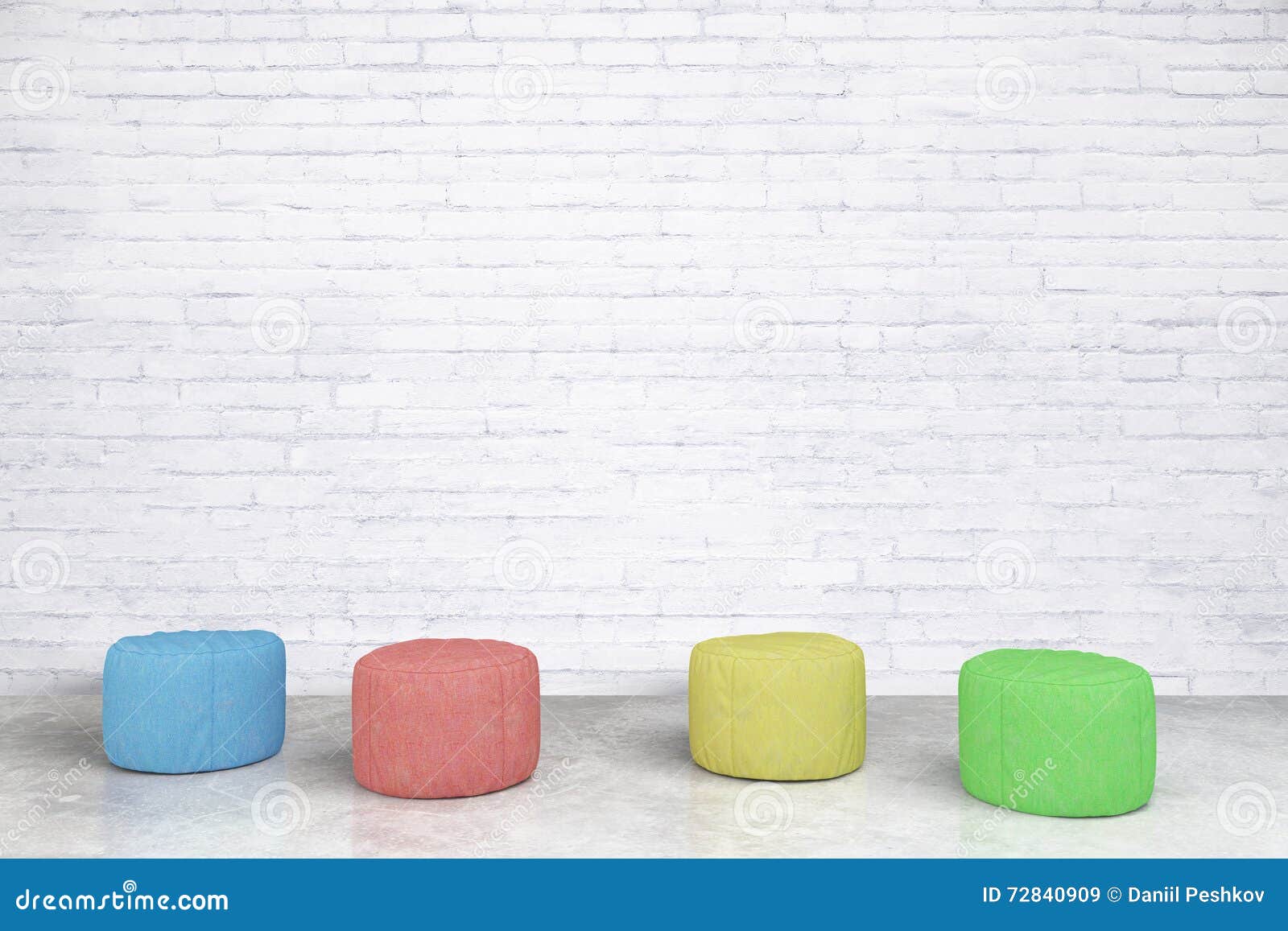 Padded Stools in Brick Room Stock Illustration Illustration of padded