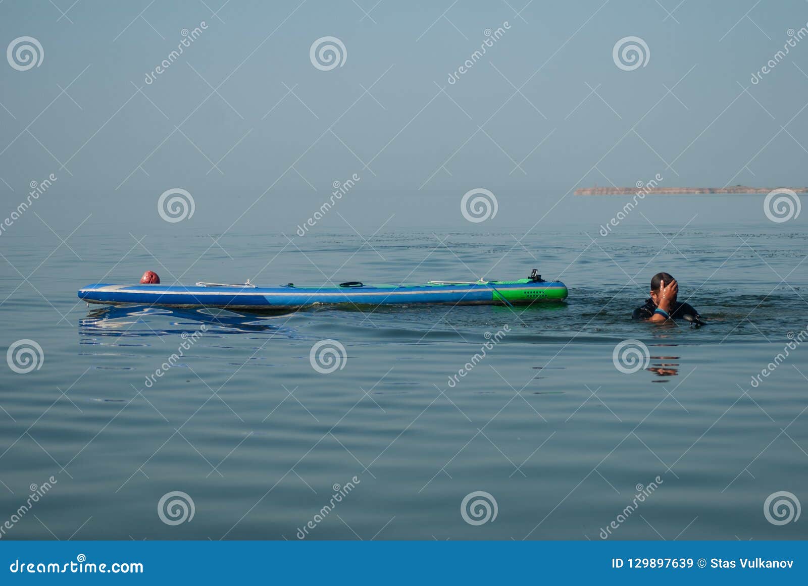 Paddle Board Chill Out, Man Overboard, Water Accident, Stock Image