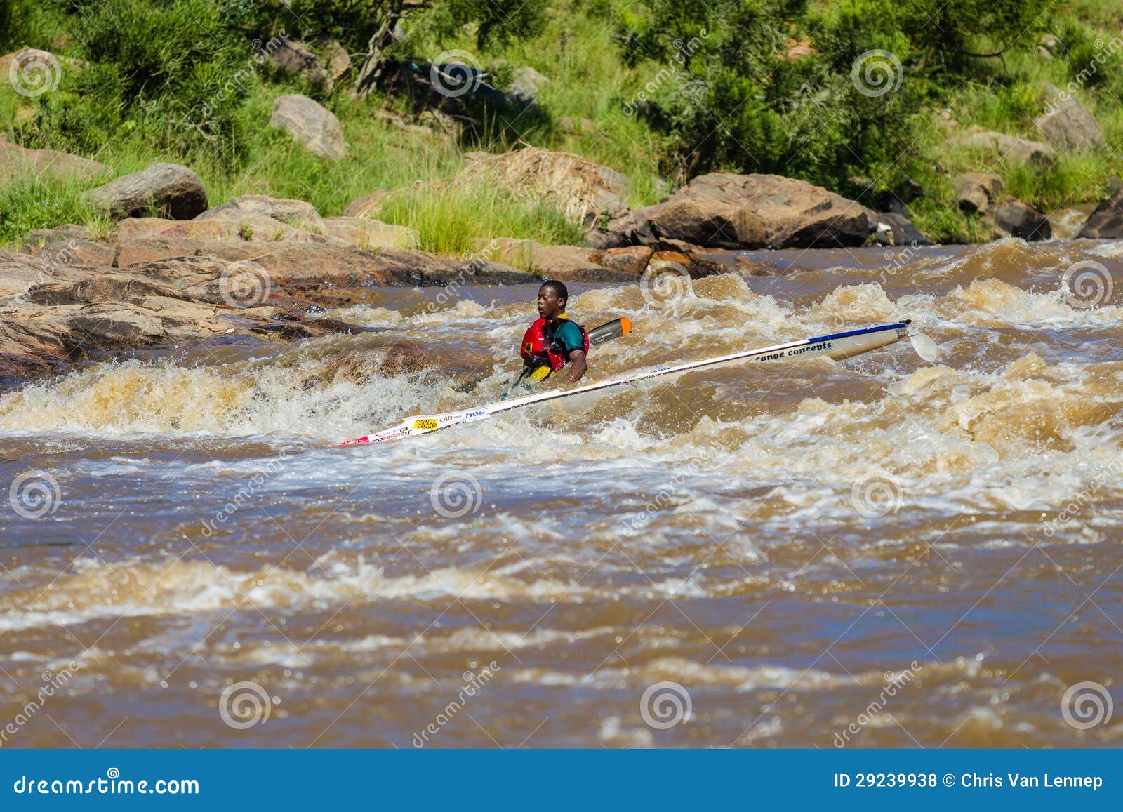 Paddler Canoe Under Water Rapids Editorial Stock Photo Image of canoe