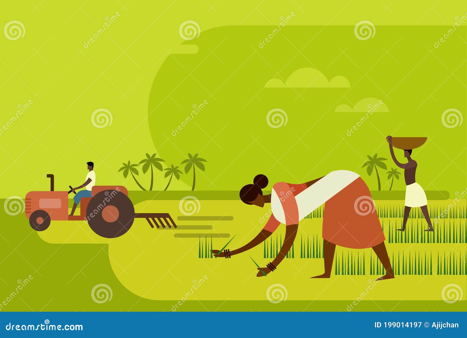 Agricultural Workers Farming Activities Set Vector Illustration