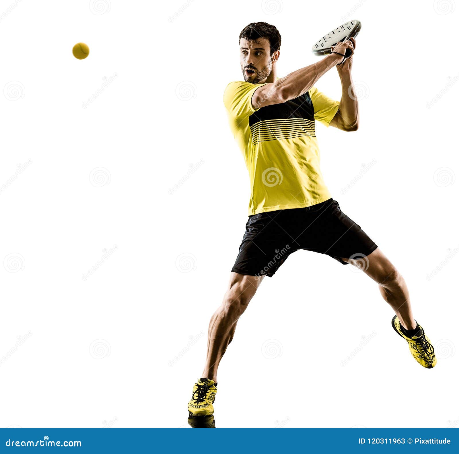 Padel Tennis Player Man Isolated White Background Stock Image - Image of  background, studio: 120311963