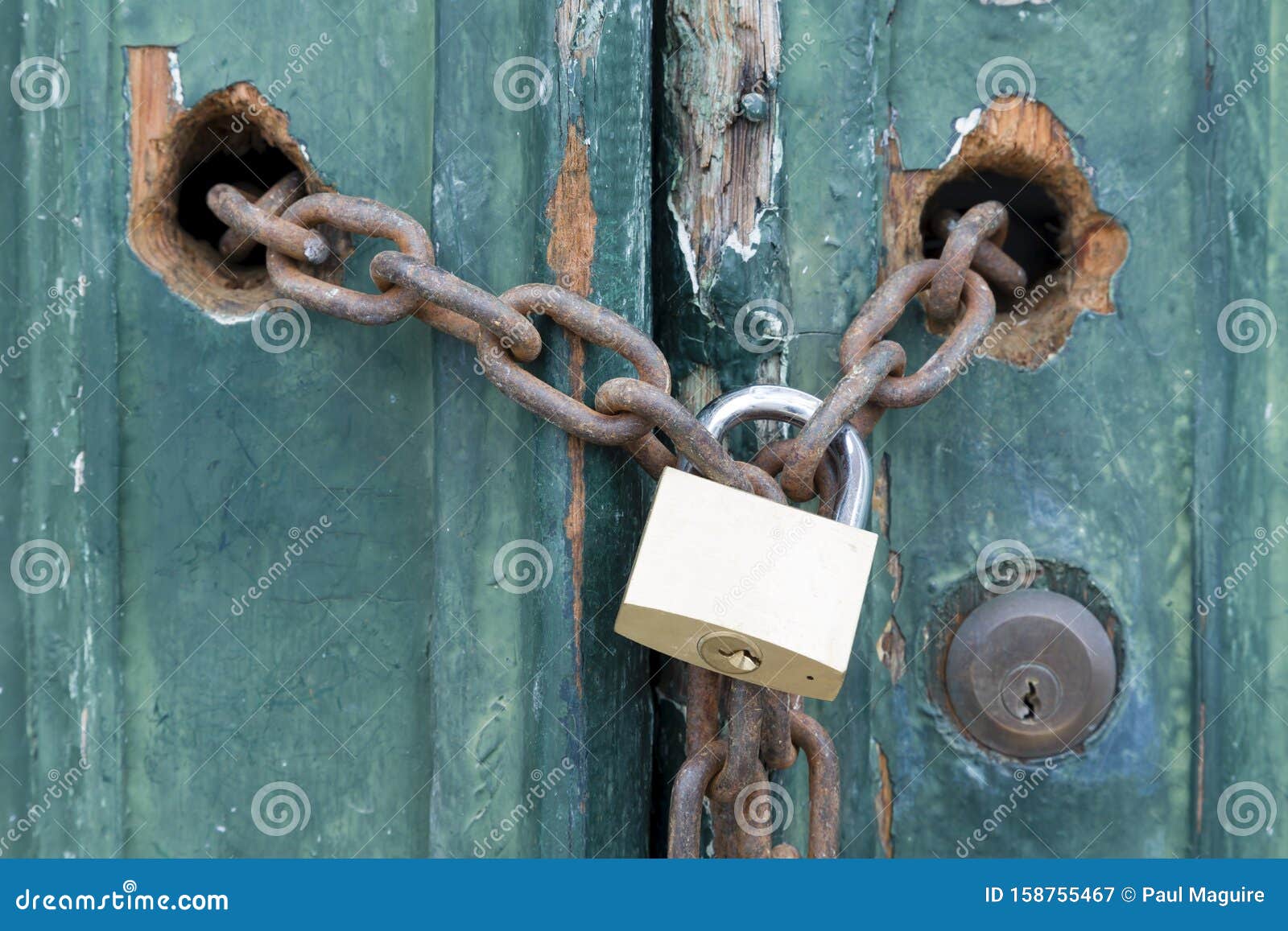 Padlock and chain stock image. Image of exterior, chain 158755467