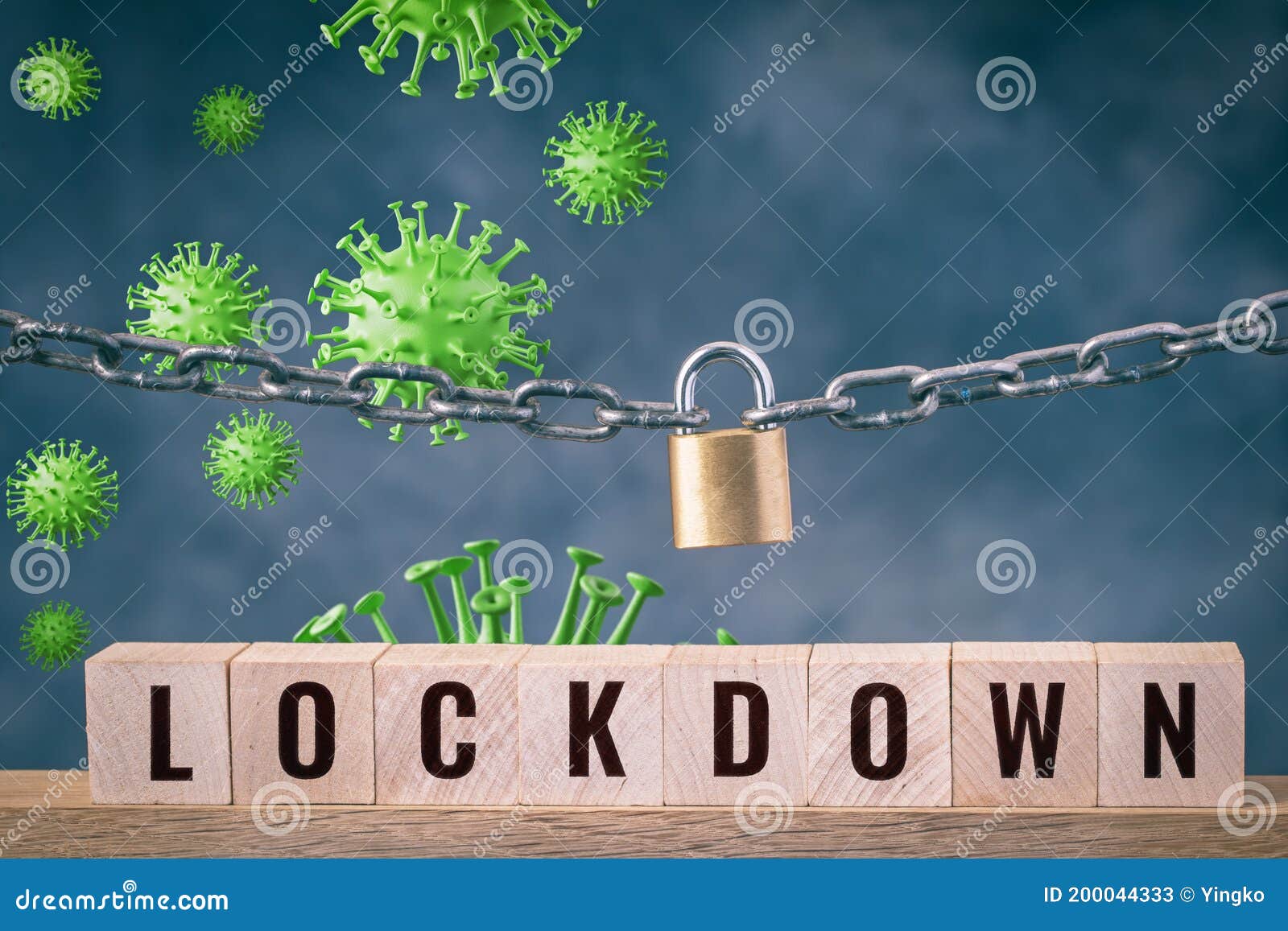 padlock on chains with lockdown word