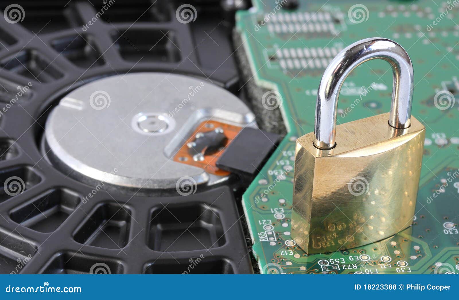 Padlock on Computer Hard Disk Drive Stock Photo Image of access