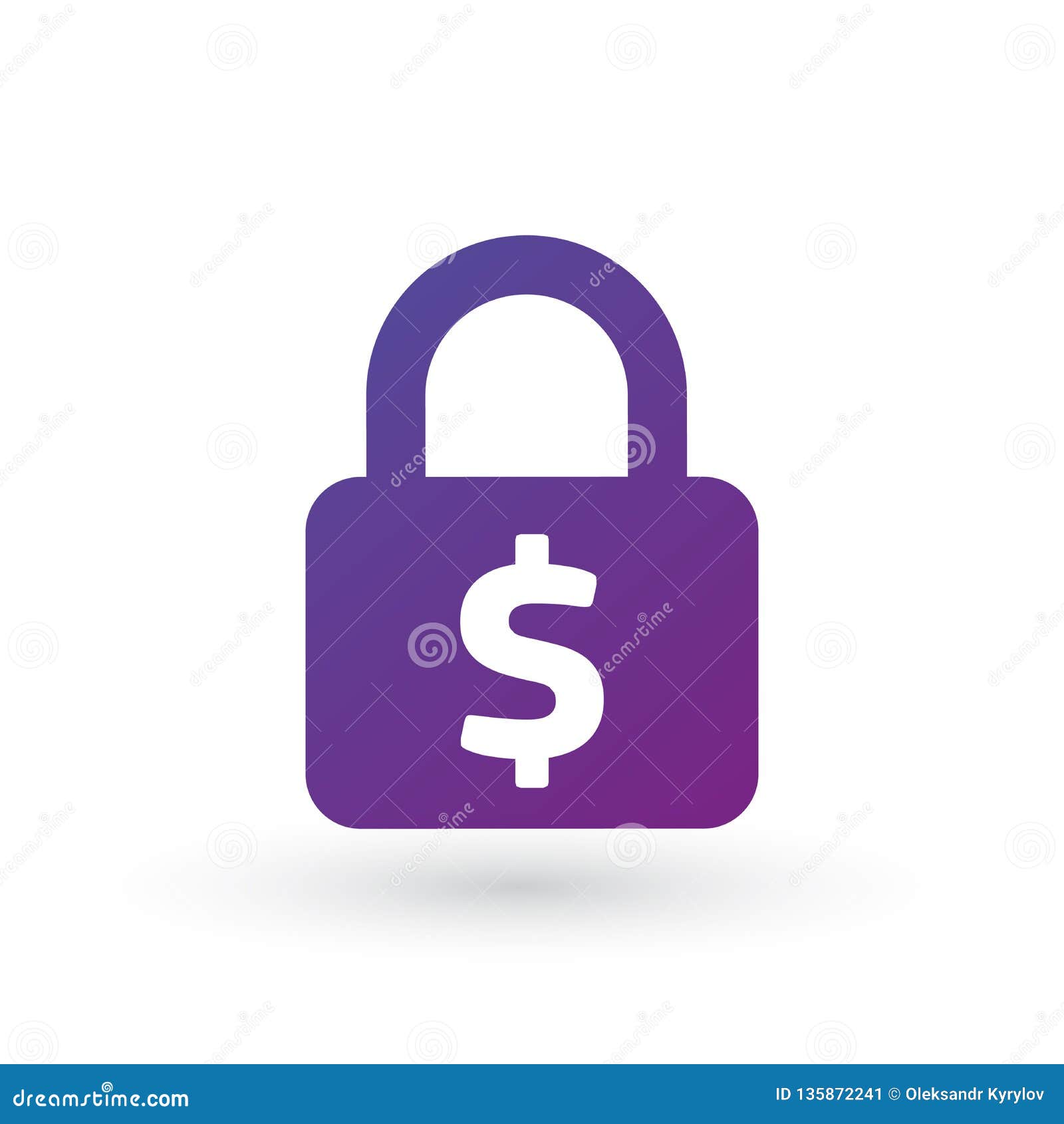 Padlock with Dollar Sign Icon. Vector Illustration Isolated on White