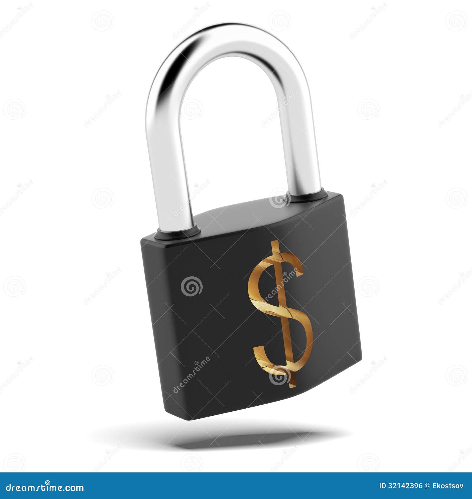 Padlock with dollar sign stock illustration. Illustration of idea