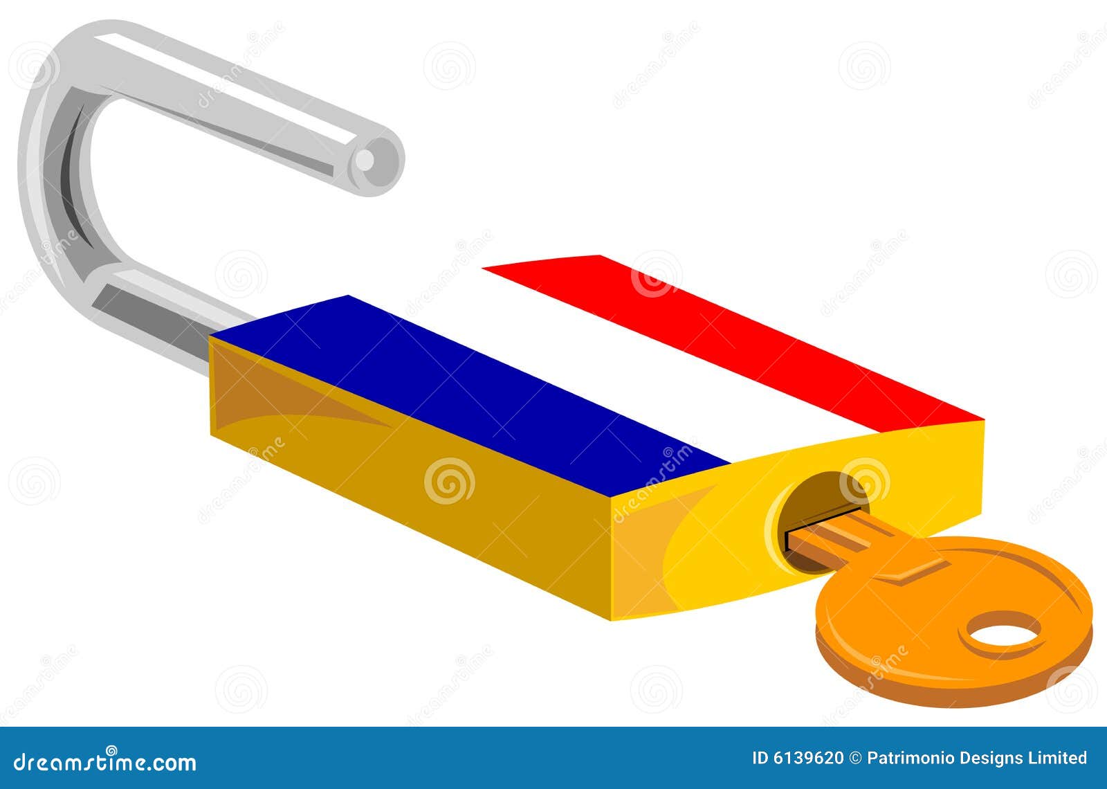 Padlock with french flag stock illustration. Illustration of close