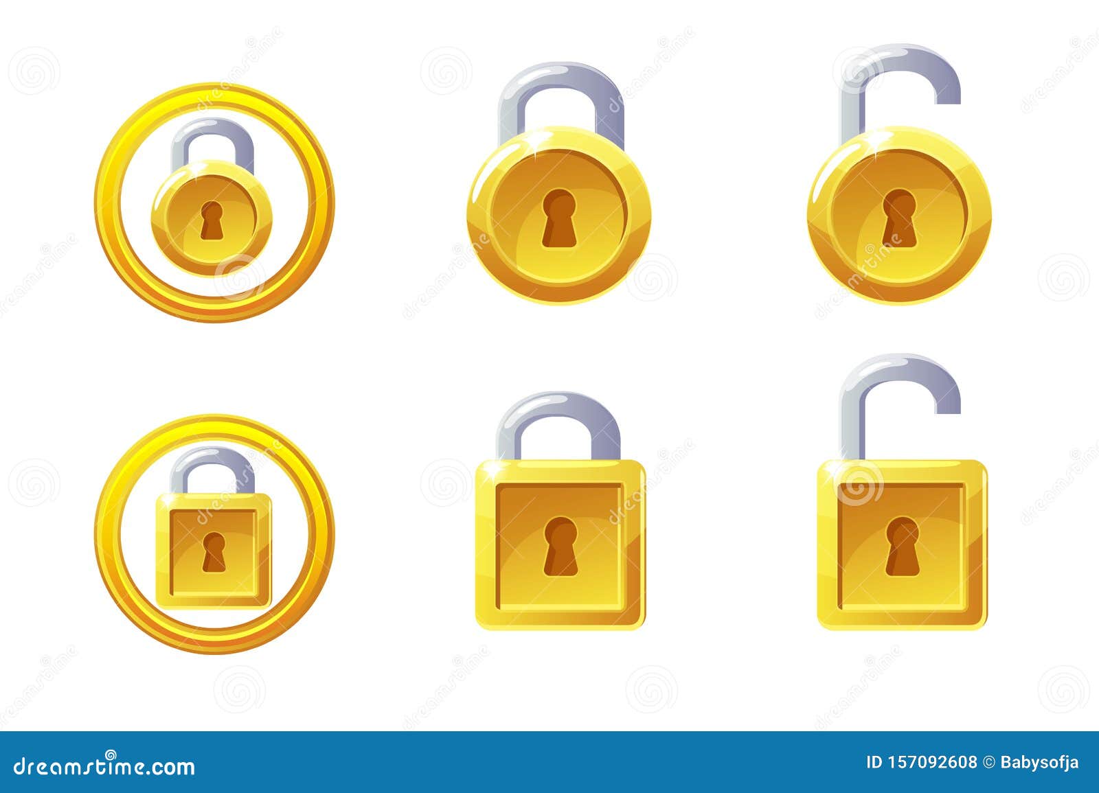 Padlock Icon with Square and Round Shape. Vector GUI Golden Level Lock  Stock Vector - Illustration of code, graphic: 157092608