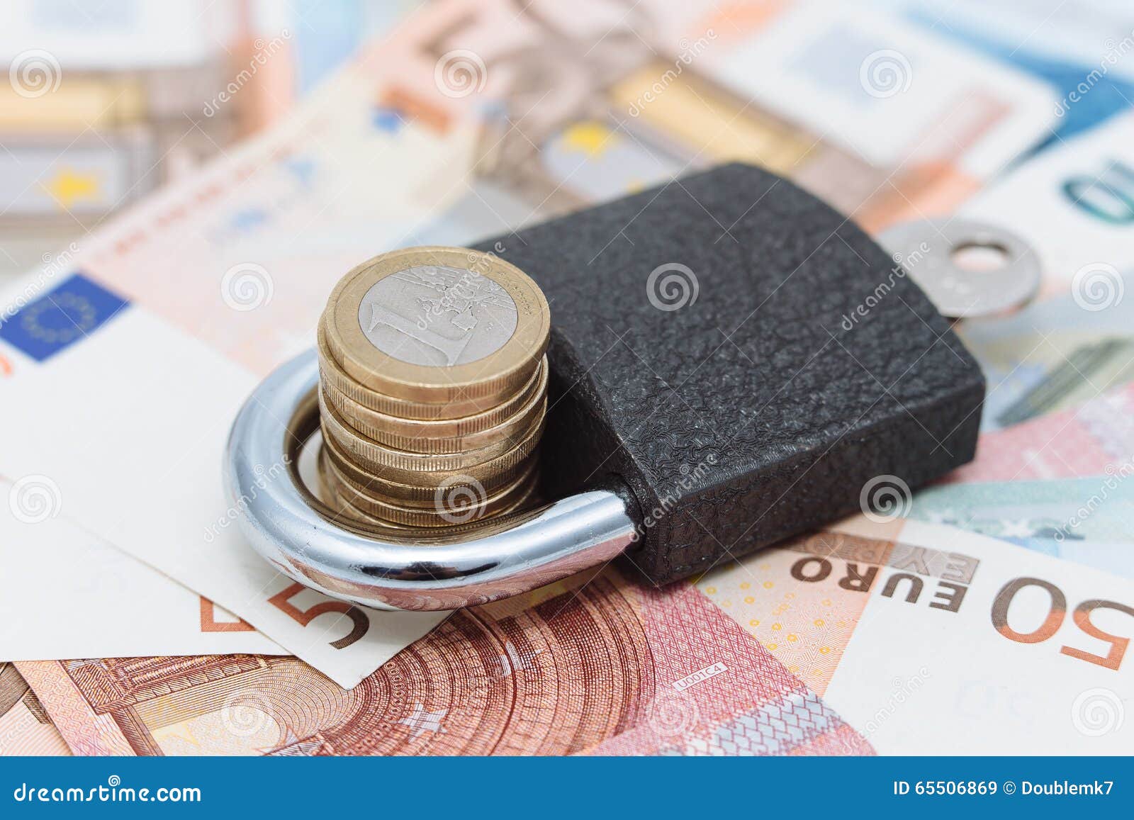 Padlock keeping money safe stock image. Image of money 65506869