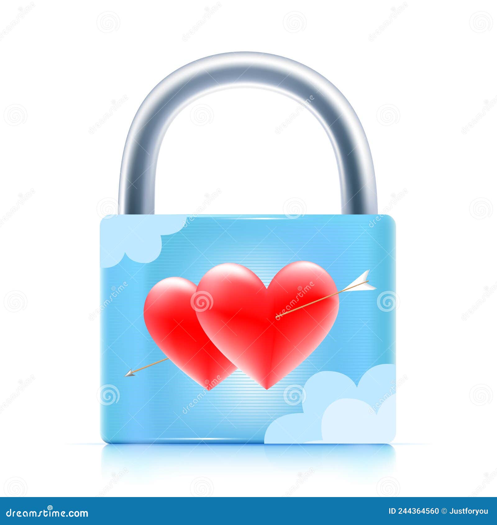 Padlock Love Vector Illustration Isolated on White Background Stock