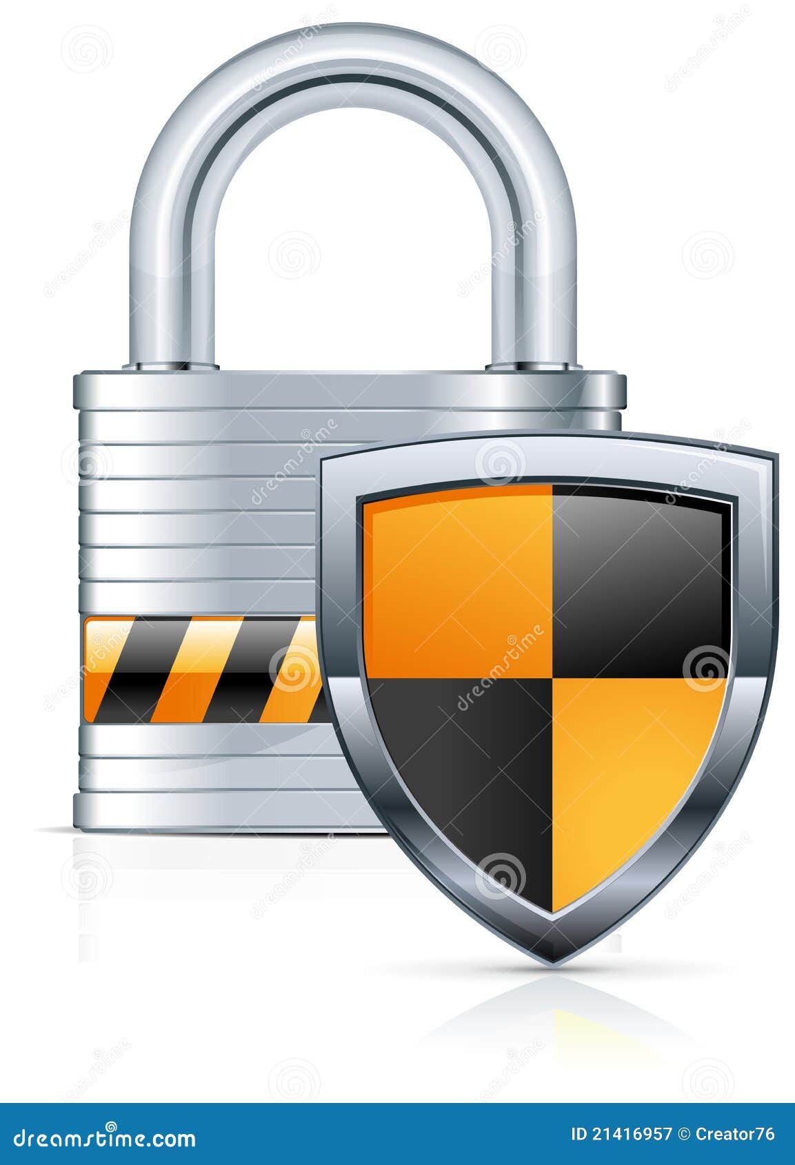 Padlock and shield stock vector. Illustration of concept - 21416957