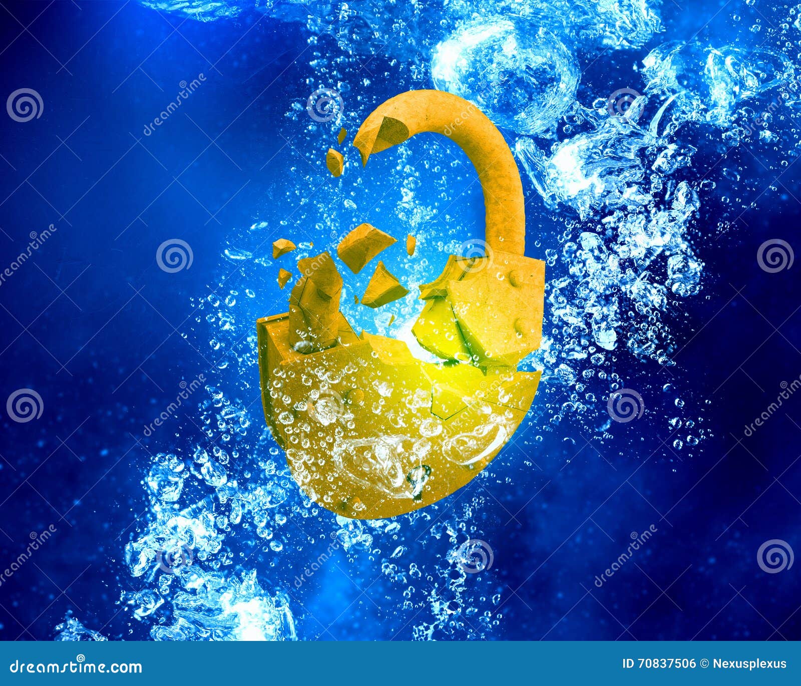Padlock in water stock photo. Image of secure, aged, wallpaper 70837506