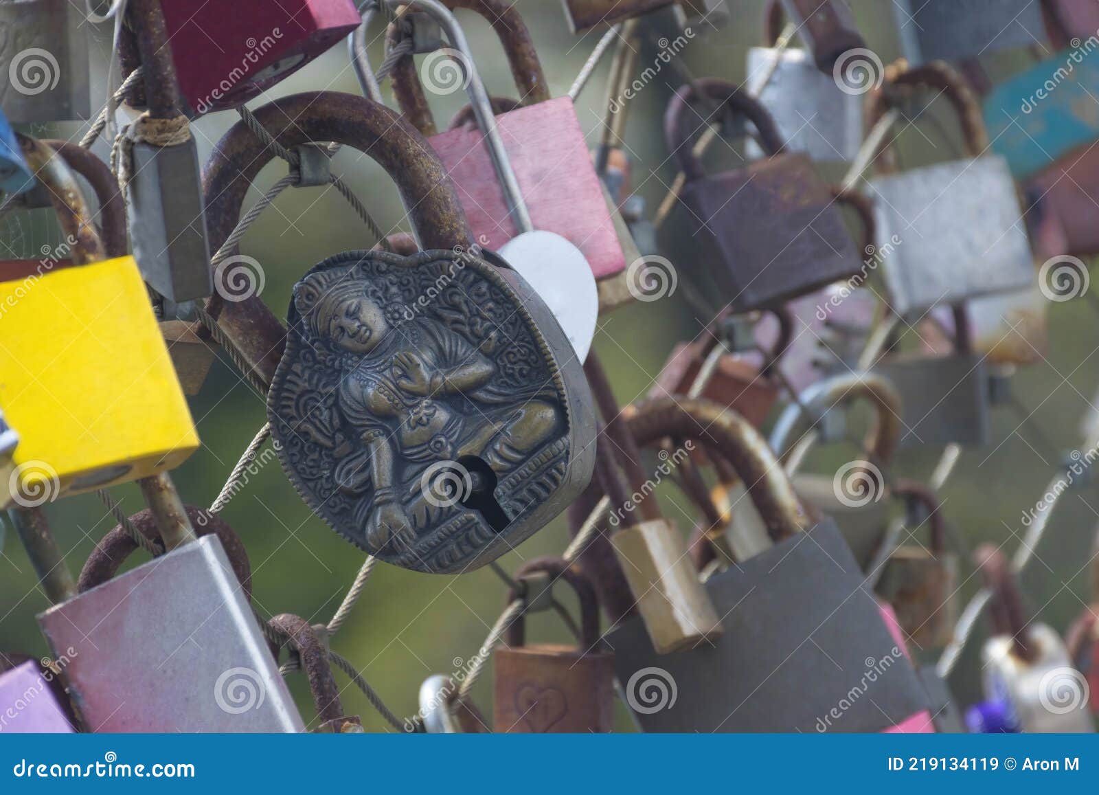 Padlocks Love Locks on a Bridge Railing Stock Image Image of