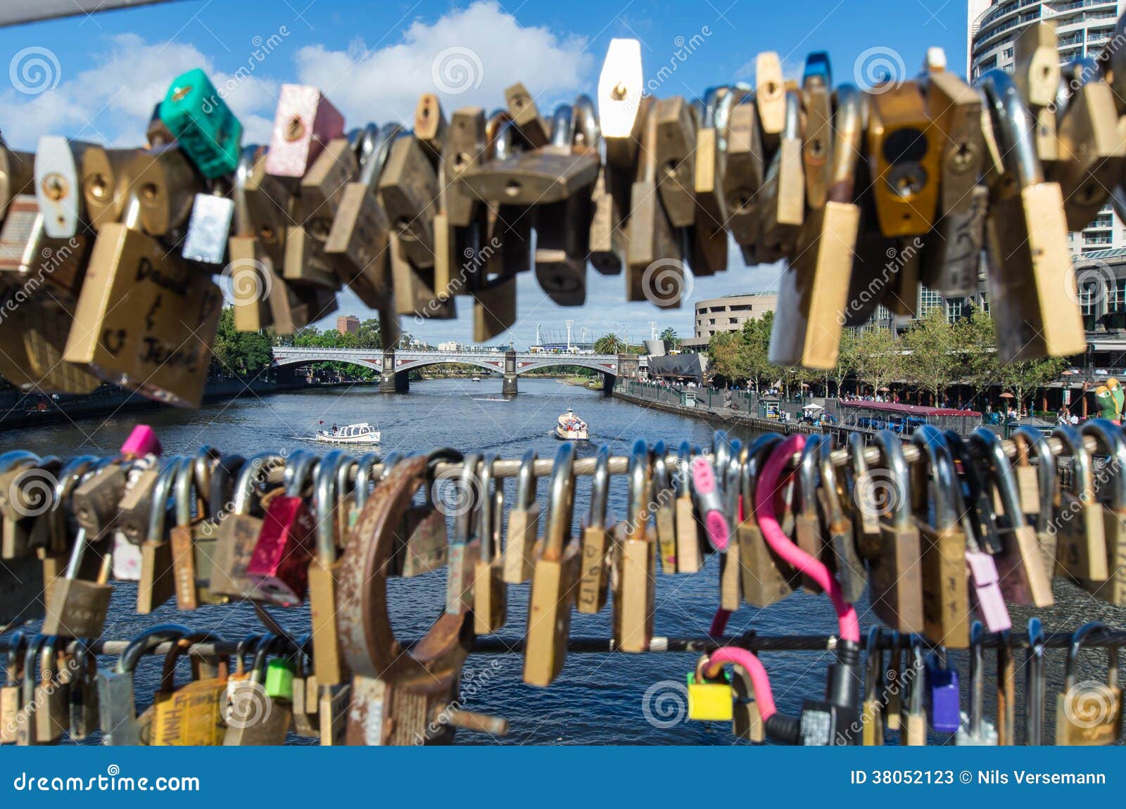 Padlocks of Love on Southgate Footbridge Stock Image Image of