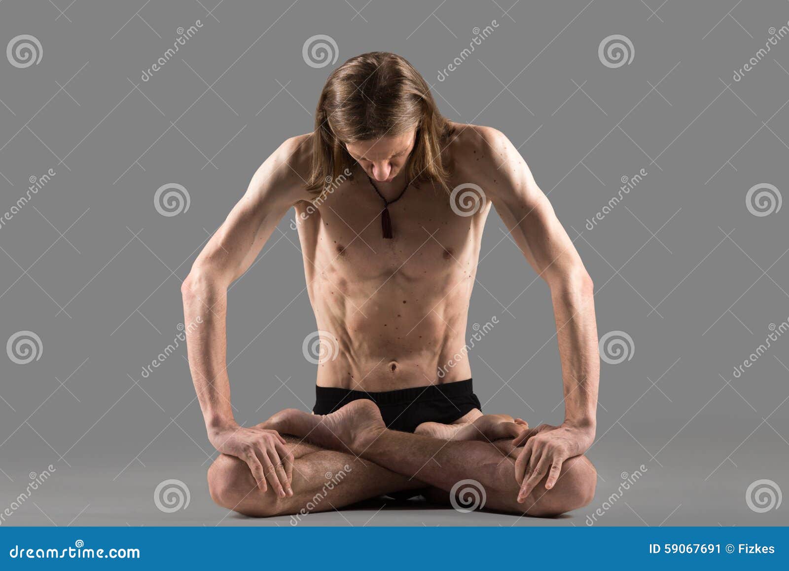 Woman doing Seated in self. Athlete do lotus position. Full lotus. Sitting  pose. Asana in yoga. Breath holding. Sunken abdomen. 26751857 Vector Art at  Vecteezy