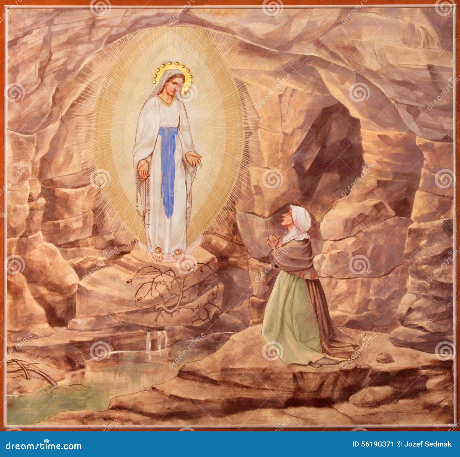 Padoue La Peinture De L Apparitioin De Vierge Marie A Lourdes Dans L Eglise Basilica Del Carmine Image Stock Image Du France Fresque