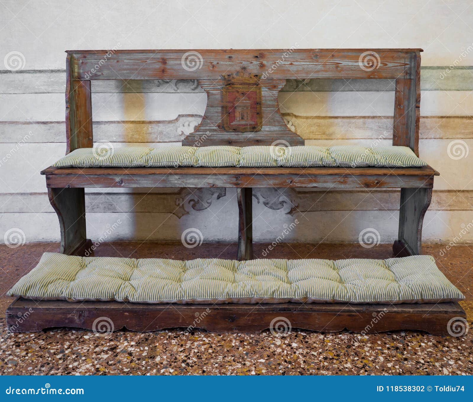 Ancient Wooden Bench Inside An Italian Villa Stock Photo Image Of Handwork