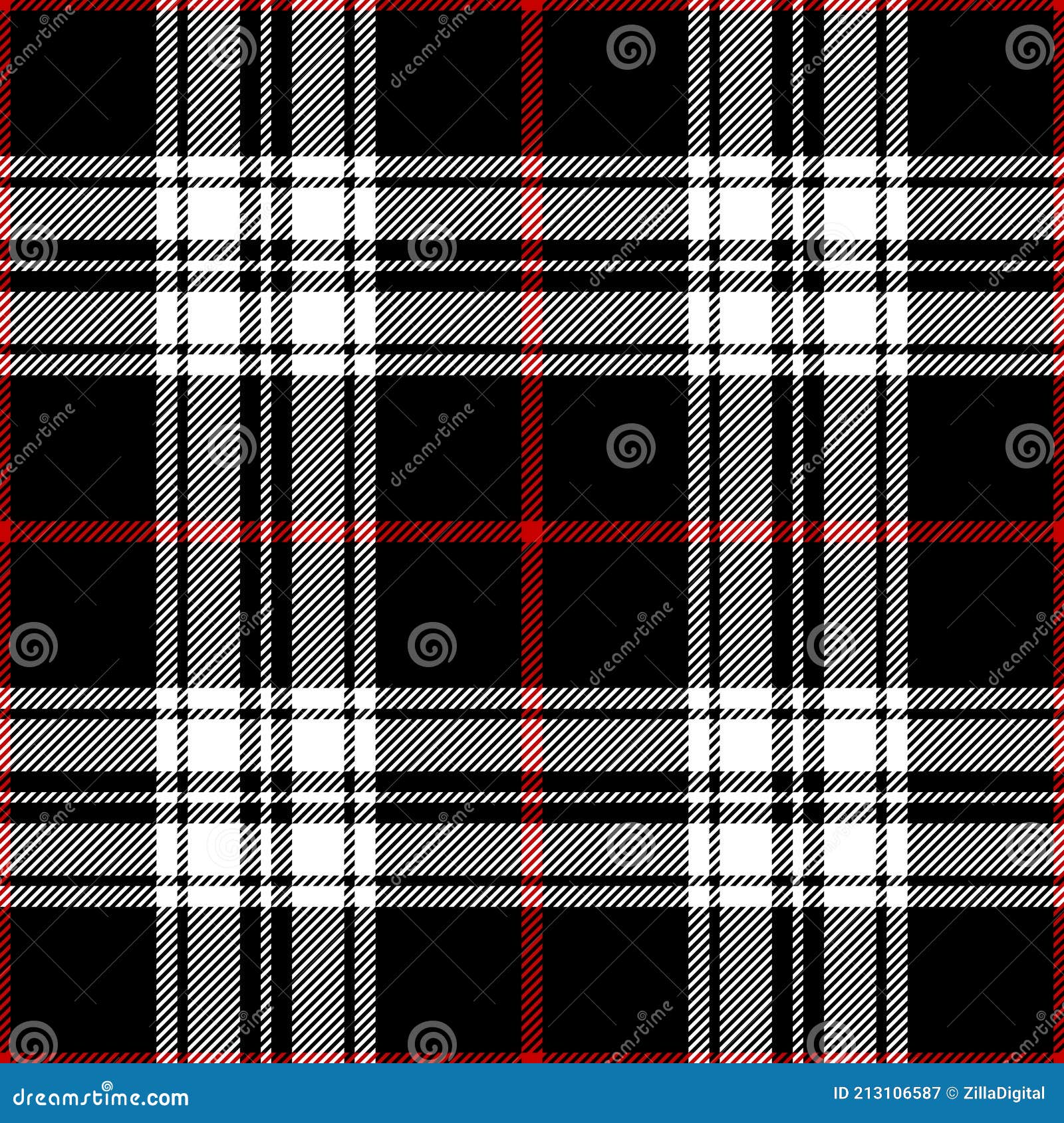 padrão xadrez tartan tradicional em branco, preto e vermelho