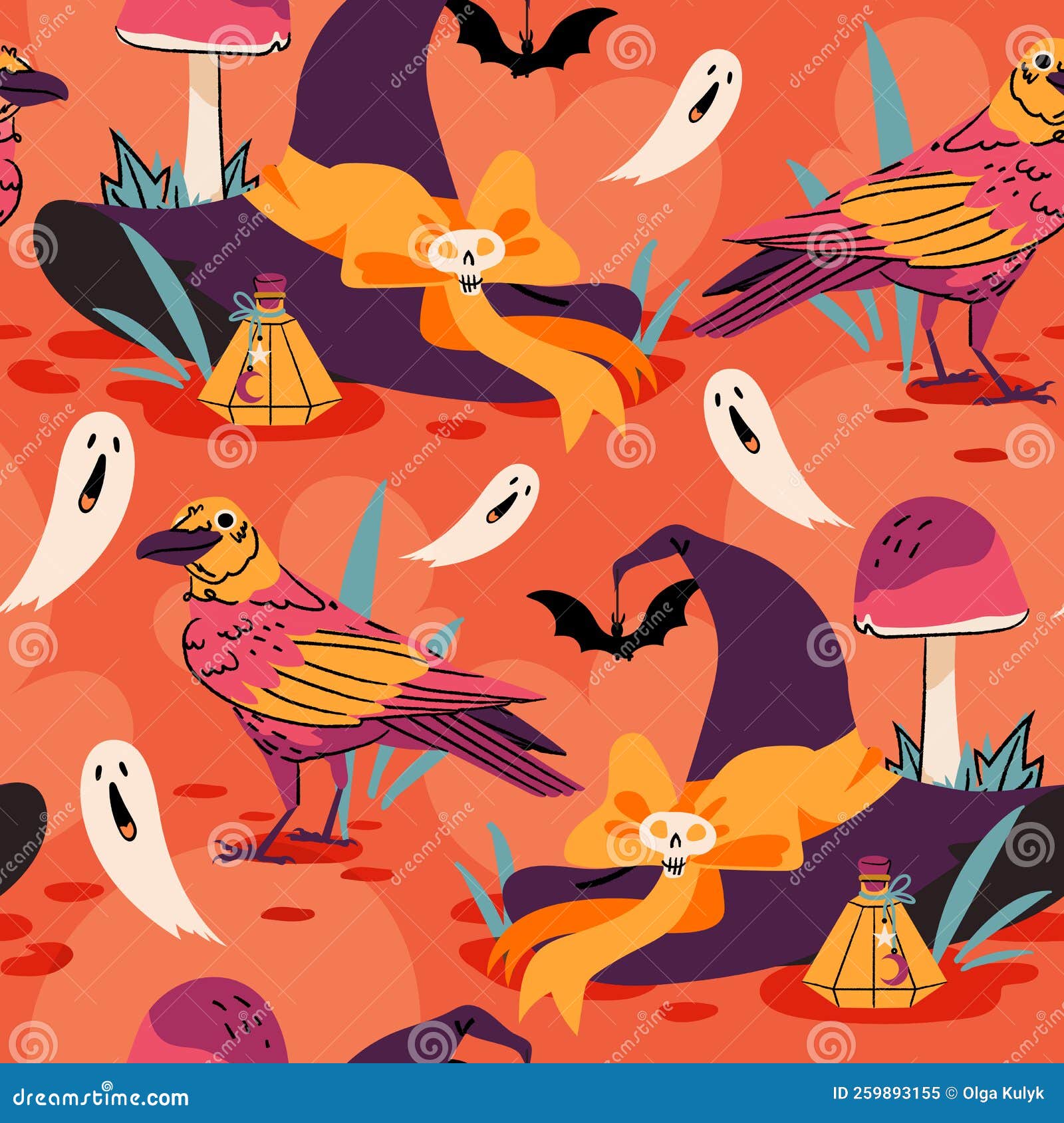 Fofo Vetor De Bruxas Sem Descontinuidades Do Halloween Com Desenho
