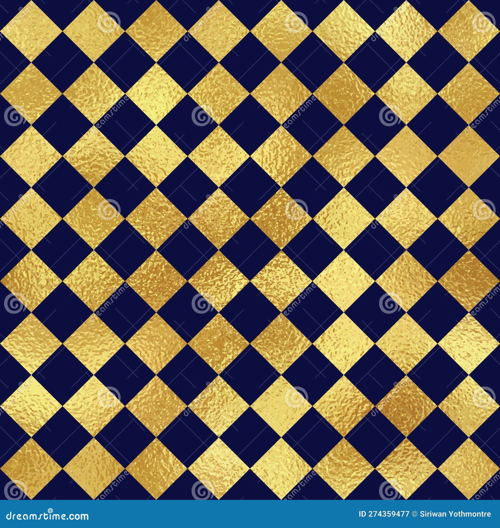 Padrão De Xadrez Sem Costura Com Textura De Folha De Ouro Azul