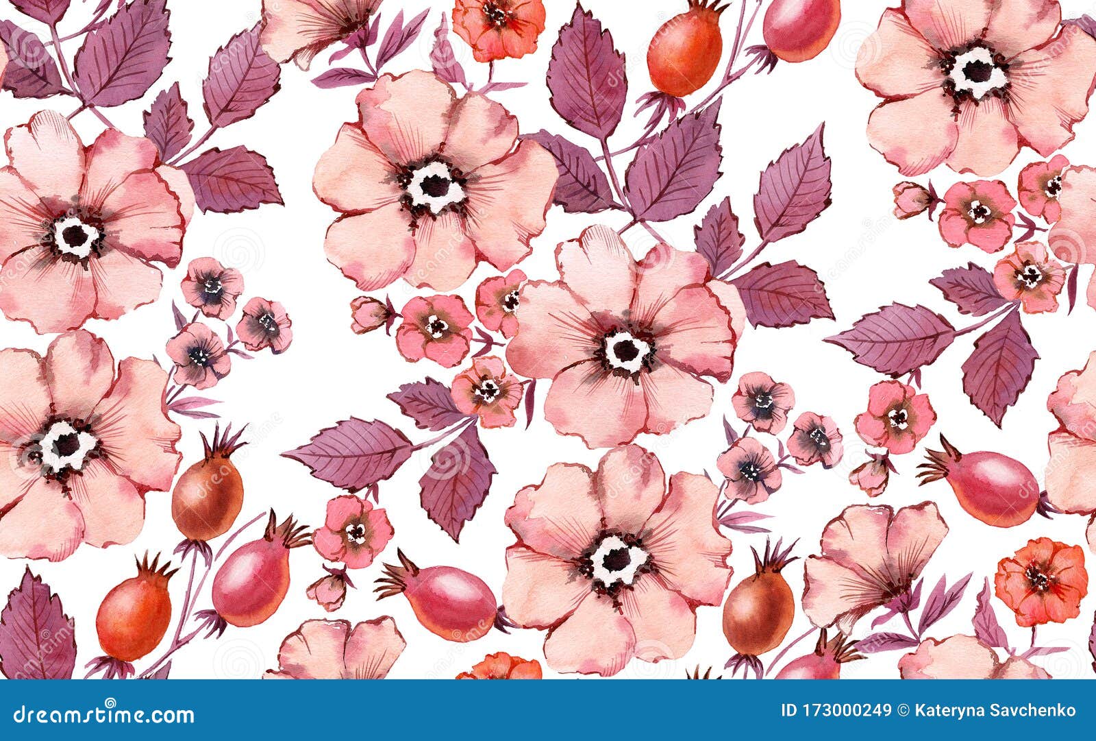 Padrão Imperceptível De Aquarela. Flores Vegetais Em Marsala E Cor De Vinho  Escova De Marôons. Fundo Do Outono. Quadril Rosa Rosa Ilustração Stock -  Ilustração de setembro, floral: 173000249