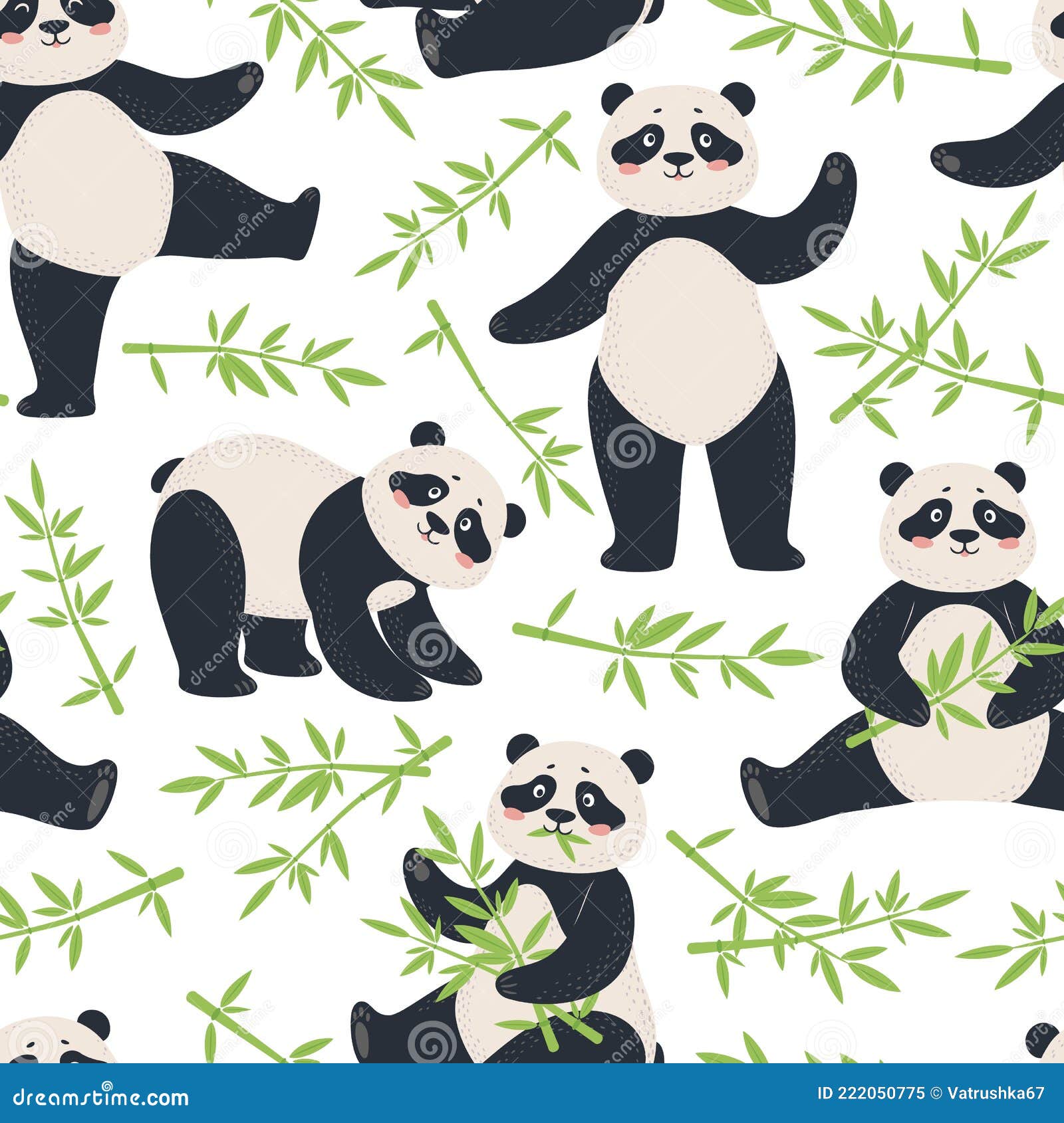 Padrão Sem Emenda Bonito Do Panda. Fundo Azul Do Vetor Com O Rosto Branco  Kawaii Do Panda. Para O Papel De Parede Das Crianças, Tecido Royalty Free  SVG, Cliparts, Vetores, e Ilustrações