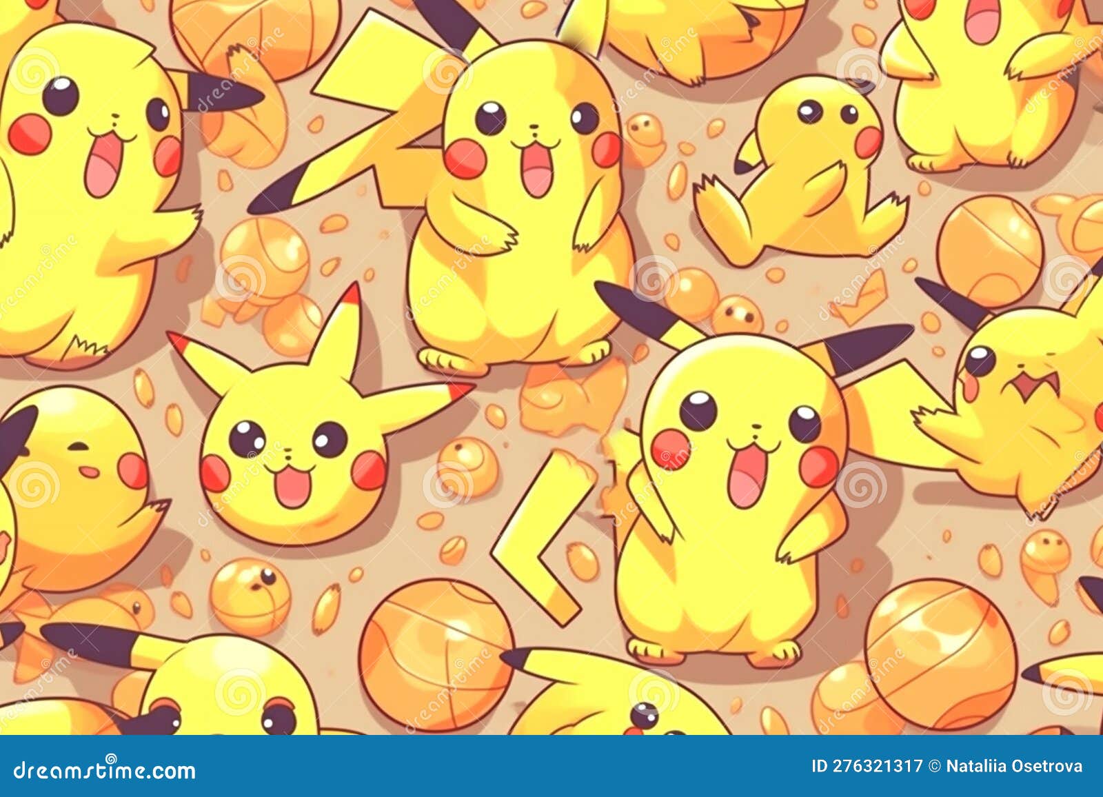 Padrão Uniforme Com Desenho Animado Pokemon Pikachu Com Bola. Conceito De  Concepção De Crianças Para Tecidos Ou Têxteis Domésticos Ilustração Stock -  Ilustração de pokemon, colorido: 276321317