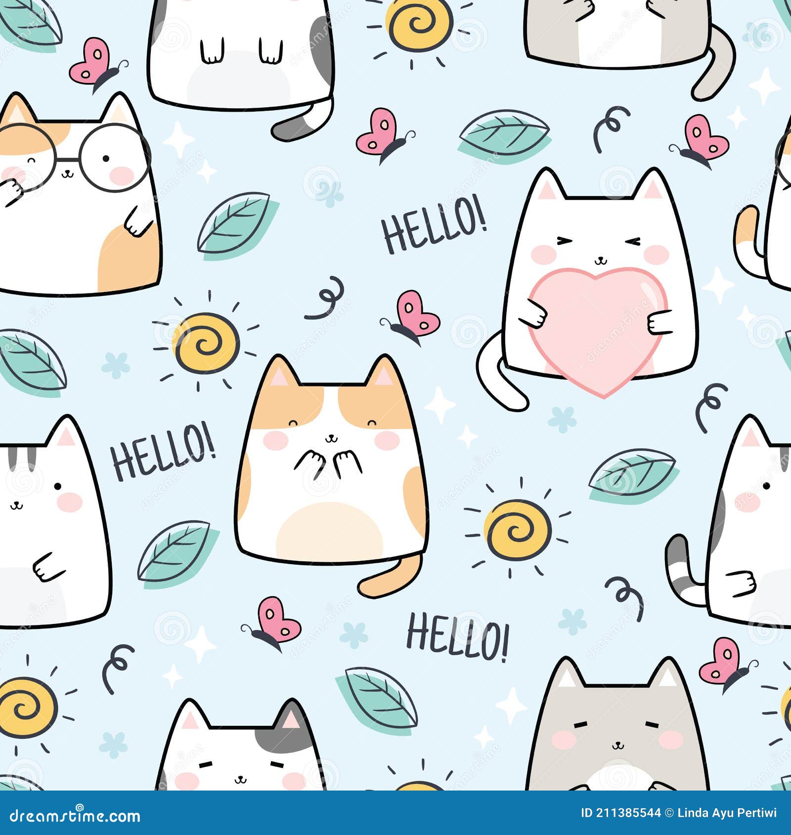 Padrão Uniforme De Gatos Bonitos No Estilo Kawaii Anime Isolado Em Um Fundo  Branco Ilustração do Vetor - Ilustração de gato, gatinho: 231816064