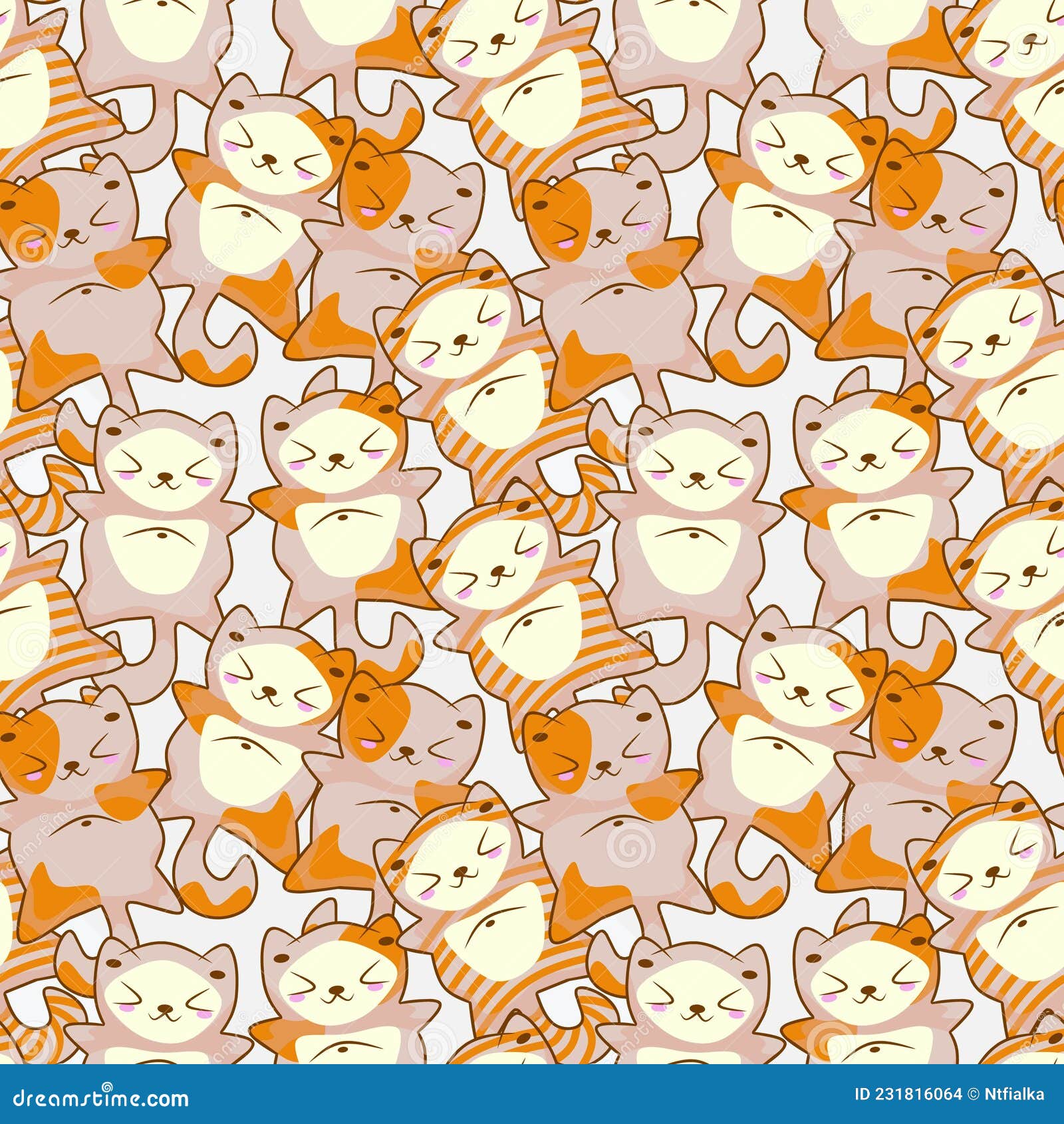 Padrão Uniforme De Gatos Bonitos No Estilo Kawaii Anime Isolado Em Um Fundo  Branco Ilustração do Vetor - Ilustração de gato, gatinho: 231816064