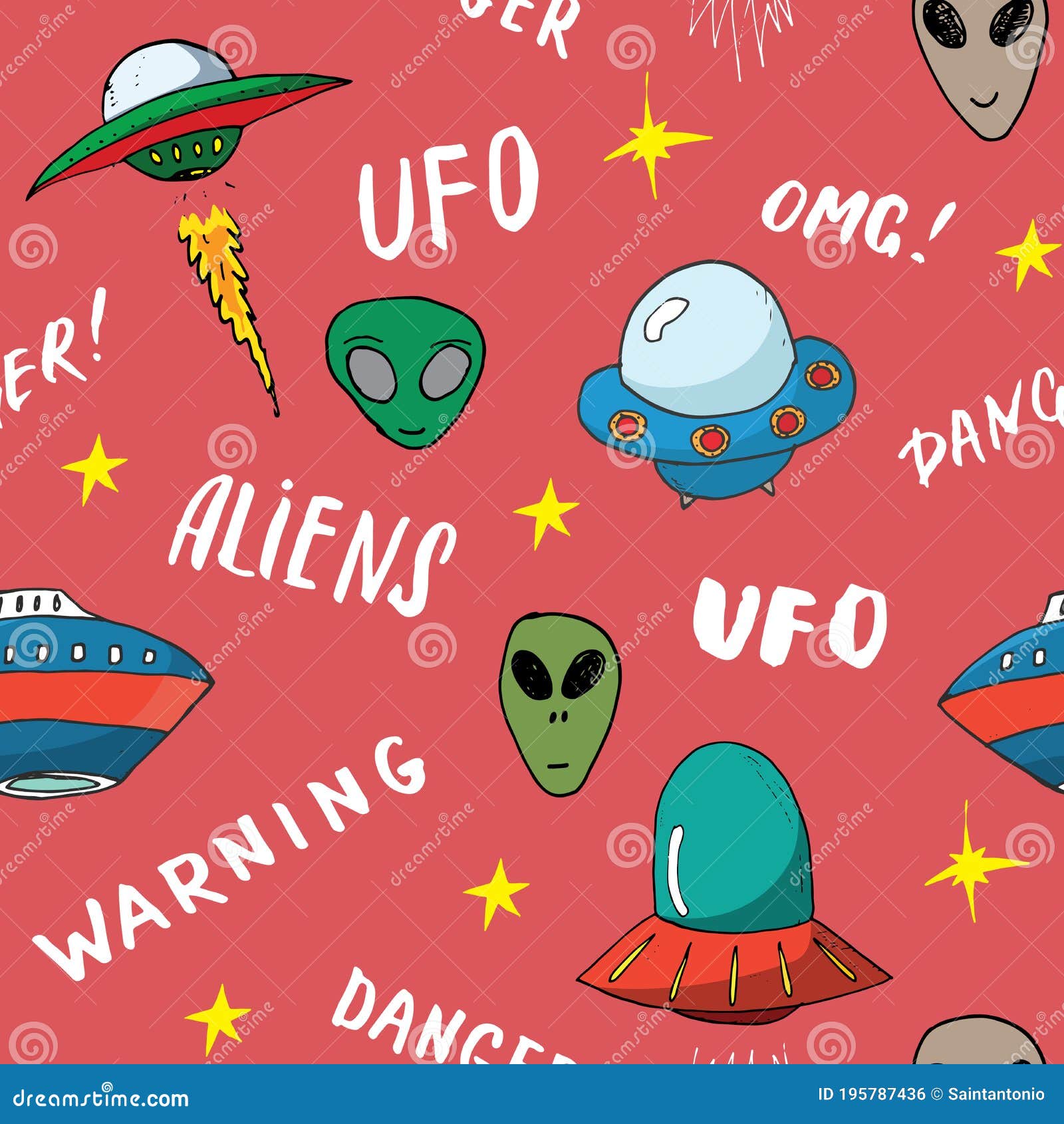 Padrão Uniforme De Ufo E Aliens. Desenho De Naves Espaciais