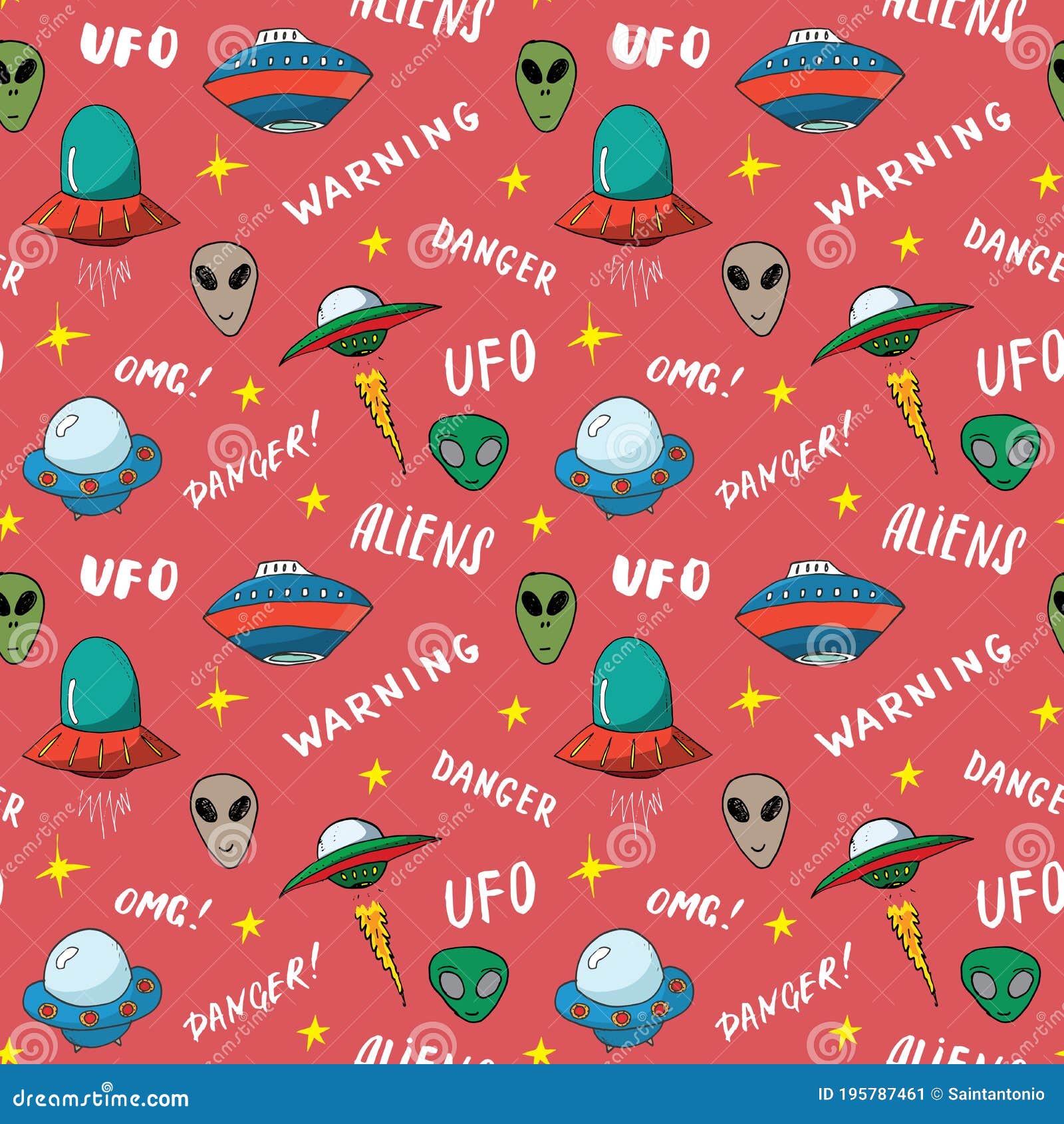 Padrão Uniforme De Ufo E Aliens. Desenho De Naves Espaciais