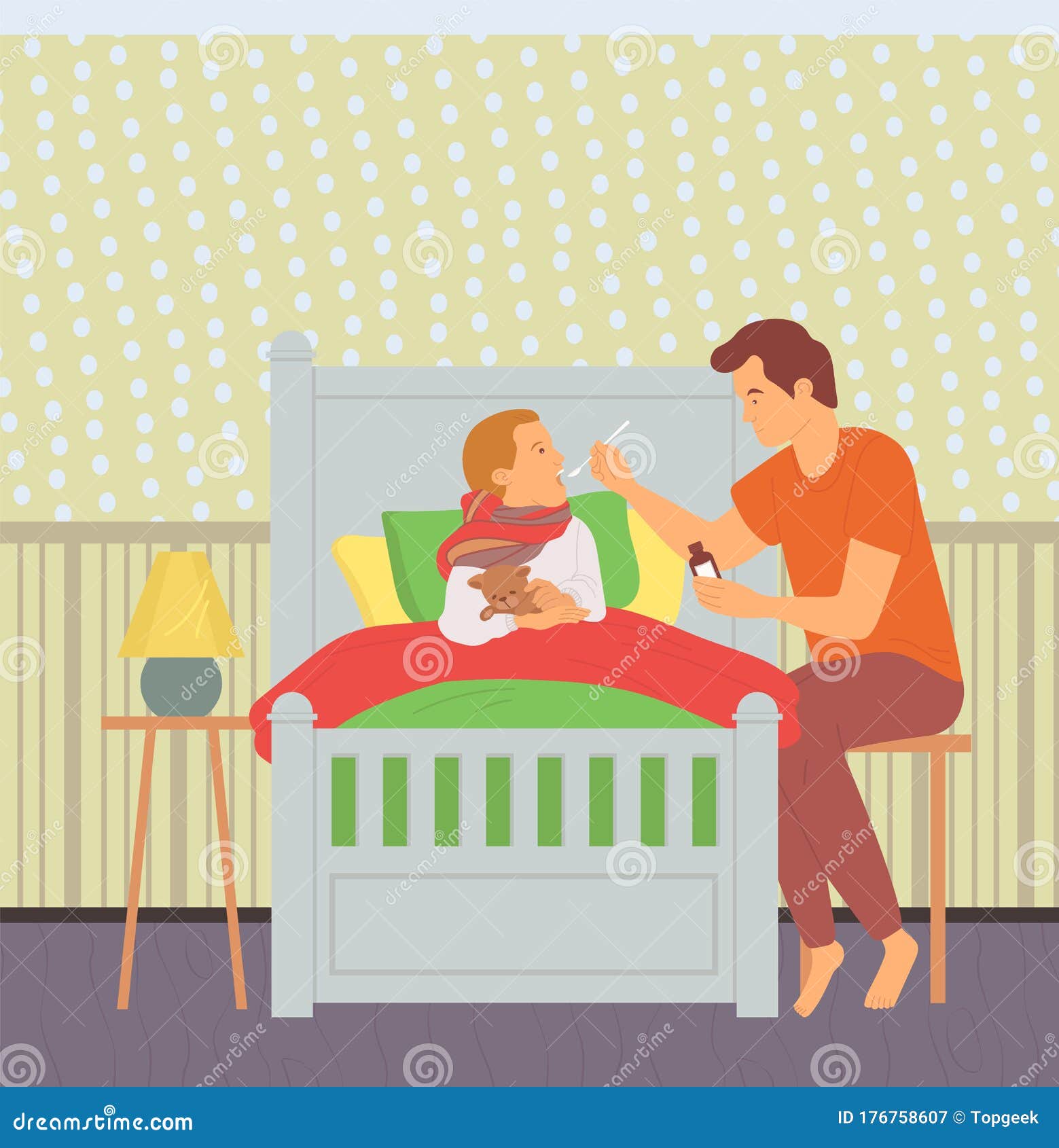 Padre Cuidando De Papa Y Hijo Enfermo En La Habitacion Ilustracion Del Vector Ilustracion De Padre Ayuda Padre Cuidando De Papa Y Hijo Enfermo En La Habitacion Ilustracion Del Vector Ilustracion De Padre Ayuda