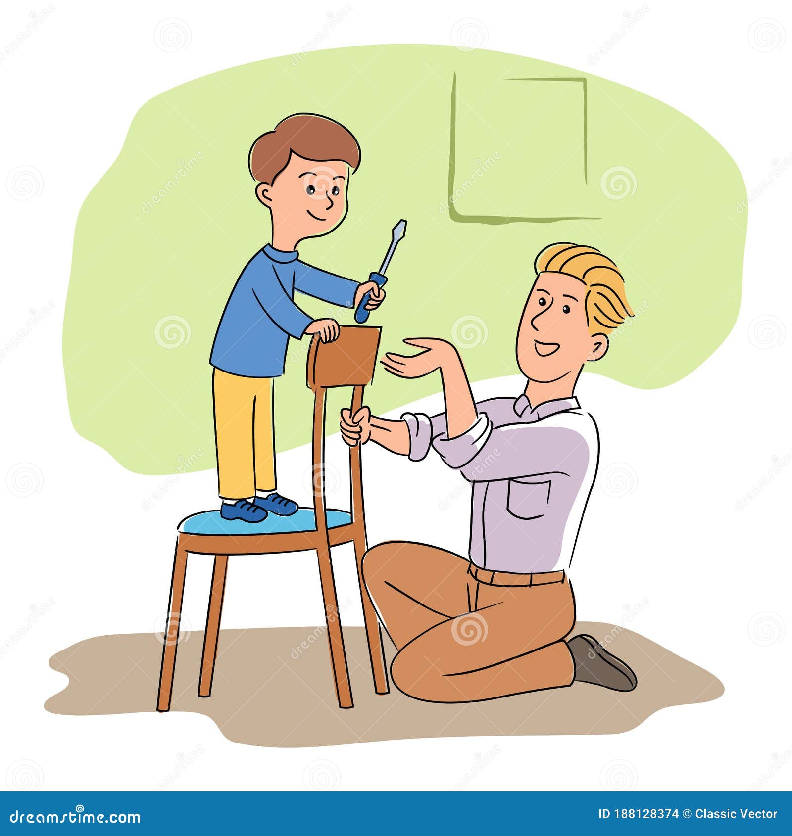 Padre E Hijo Con Silla De Reparación Del Conductor De Tornillo Ilustración del Vector - Ilustración de lindo, hombre: 188128374 Padre E Hijo Con Silla De Reparación Del Conductor De Tornillo Ilustración del Vector - Ilustración de lindo, hombre: 188128374