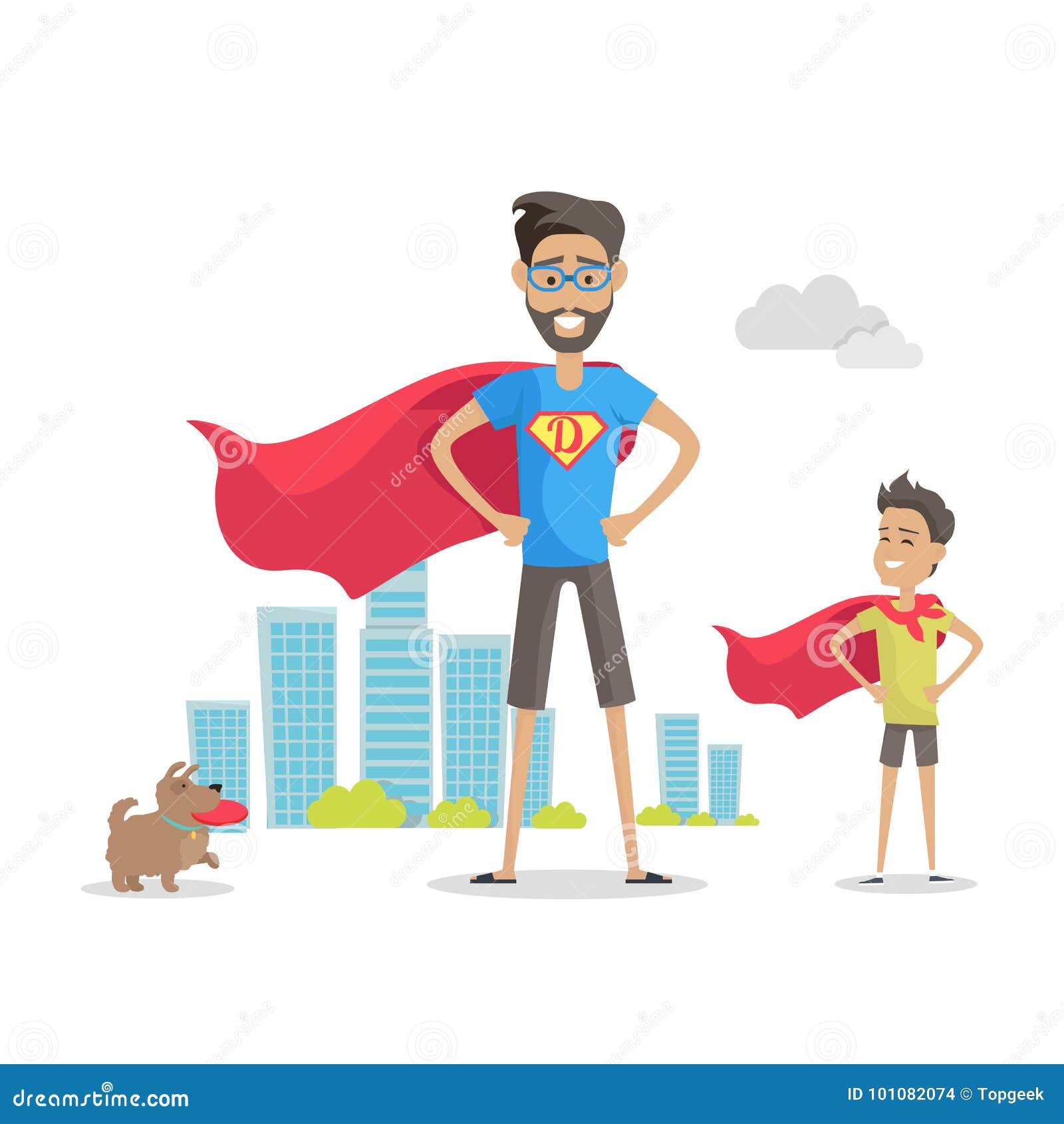 Padre Y Super Héroes Adorables Del Hijo Paternidad Ilustración del Vector -  Ilustración de poco, fuerza: 101082074