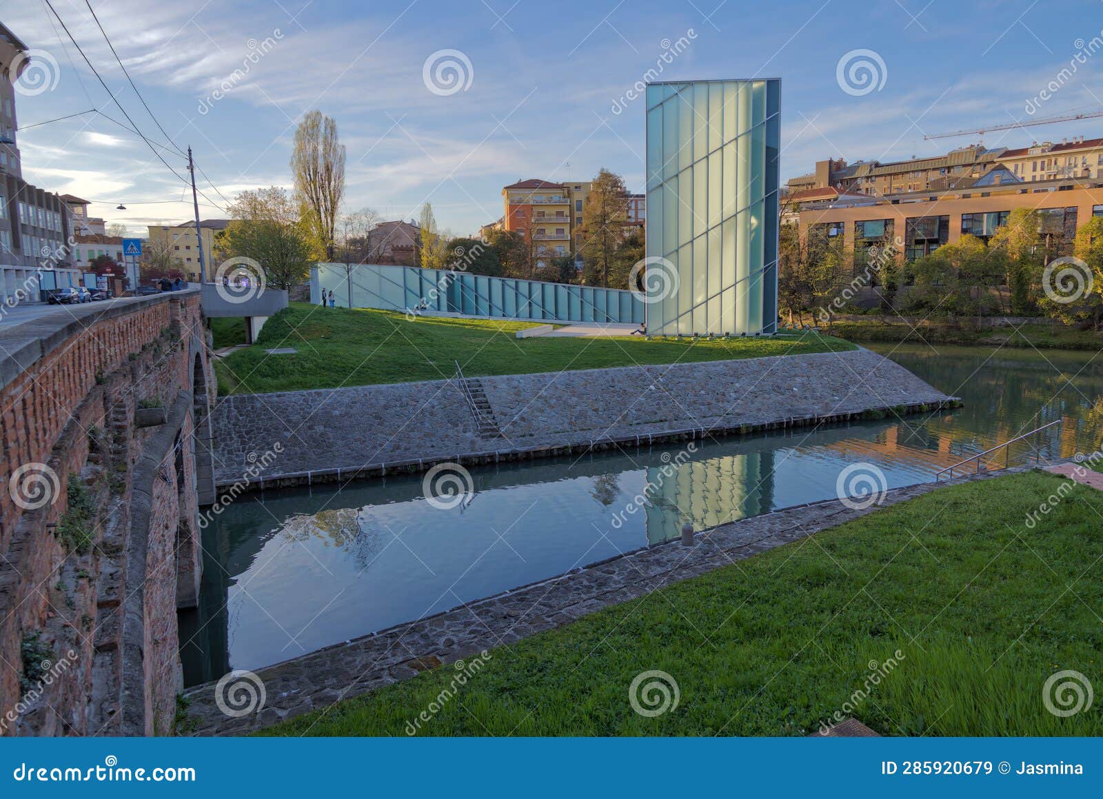 Monument Memory and Light by the Canal in Padua Italy Editorial Stock
